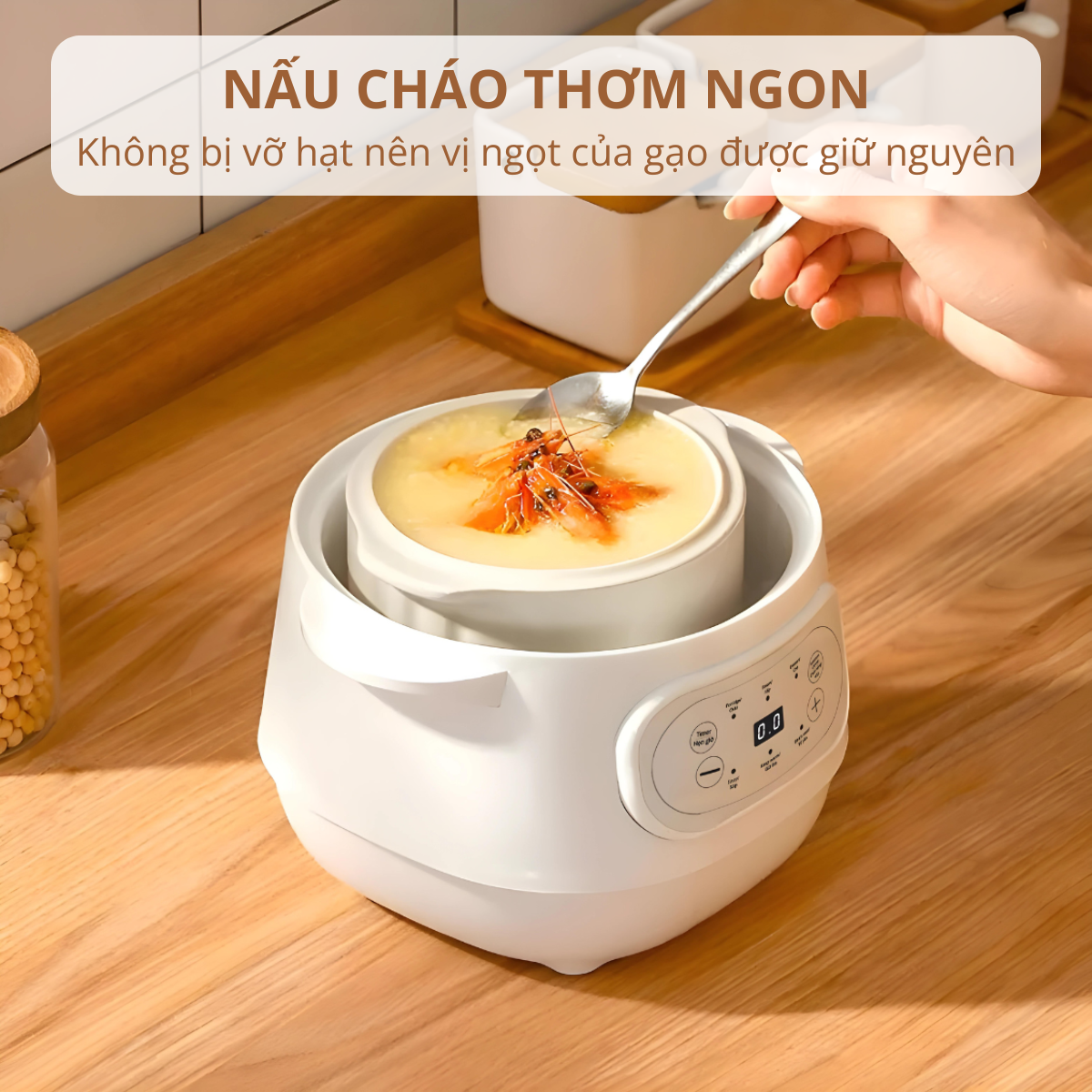 Nồi nấu cháo ăn dặm - chưng yến Mishio MK383 (1L)