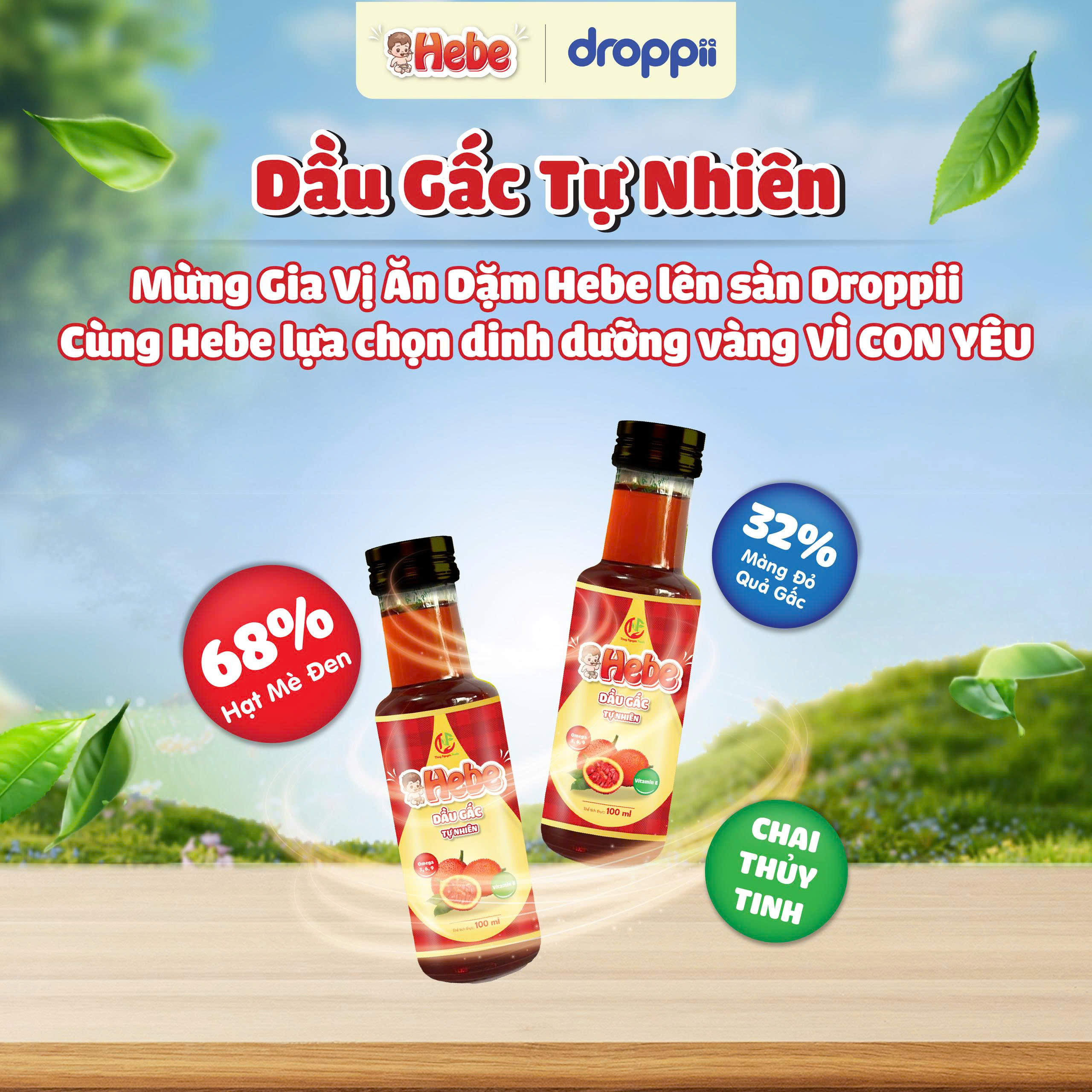 Dầu gấc tự nhiên HEBE (chai 100ml) - Phân phối chính hãng