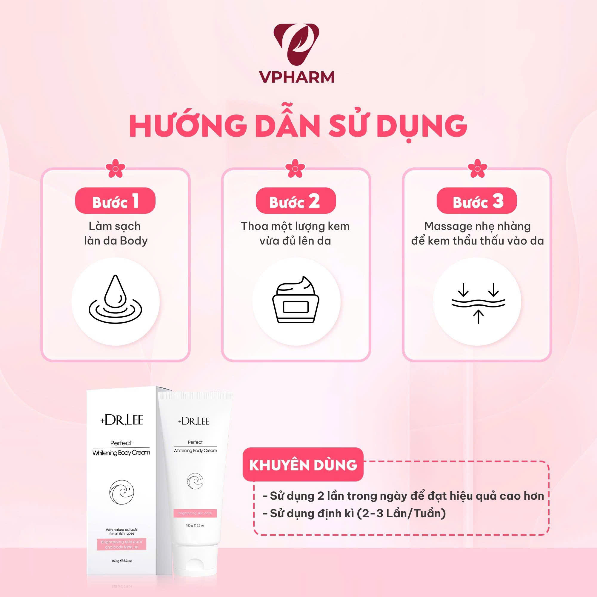 Kem dưỡng thể +Dr.lee hỗ trợ dưỡng sáng & đều màu da 150g - Perfect Whitening Body Cream