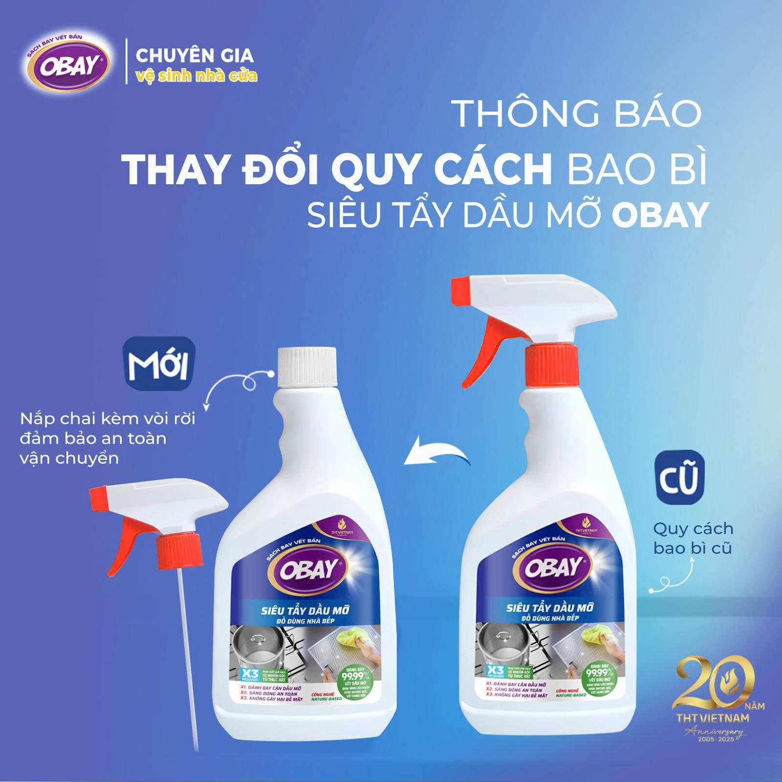 Siêu tẩy dầu mỡ Obay 450ml (tẩy hút mùi nhà bếp, bếp gas, đáy xoong, mặt bếp...)