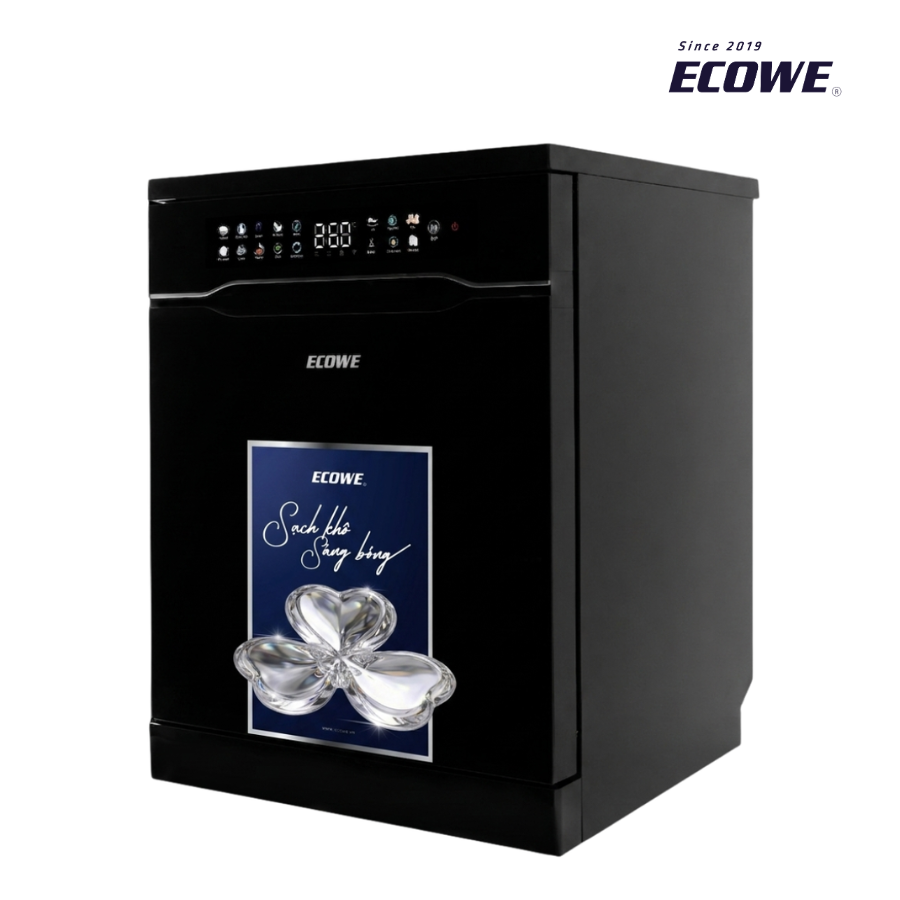 Máy rửa bát 16 bộ ECOWE E16 PRO- Sấy tươi - Tiệt Trùng - 5 tay phun mạnh mẽ  [New 2026] - Phân phối chính hãng