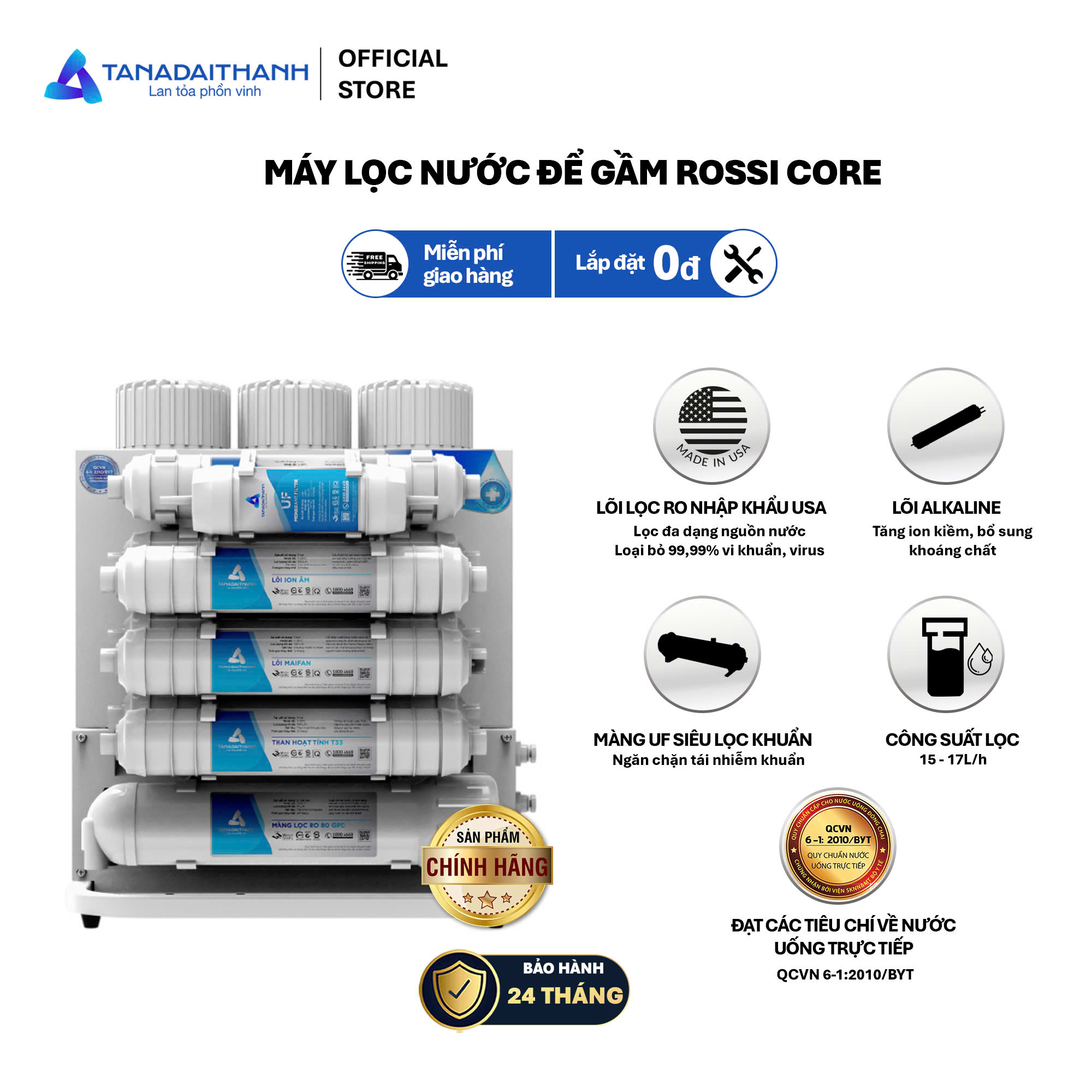 Máy lọc nước RO Rossi Core TA-210U0 - 10 lõi