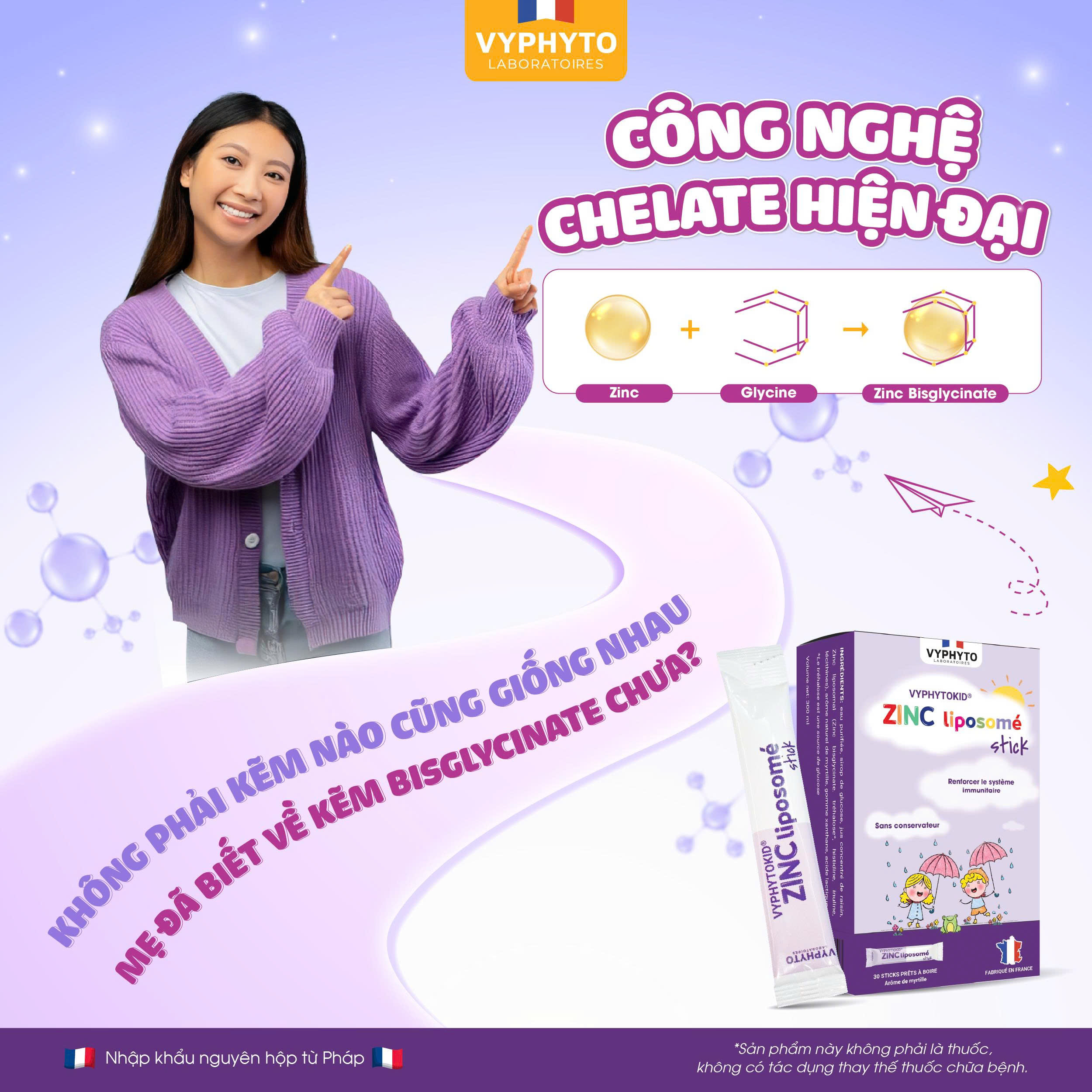 Thực phẩm bảo vệ sức khỏe VYPHYTOKID ZINC liposomé stick hỗ trợ bổ sung kẽm (hộp 14 gói) - 4