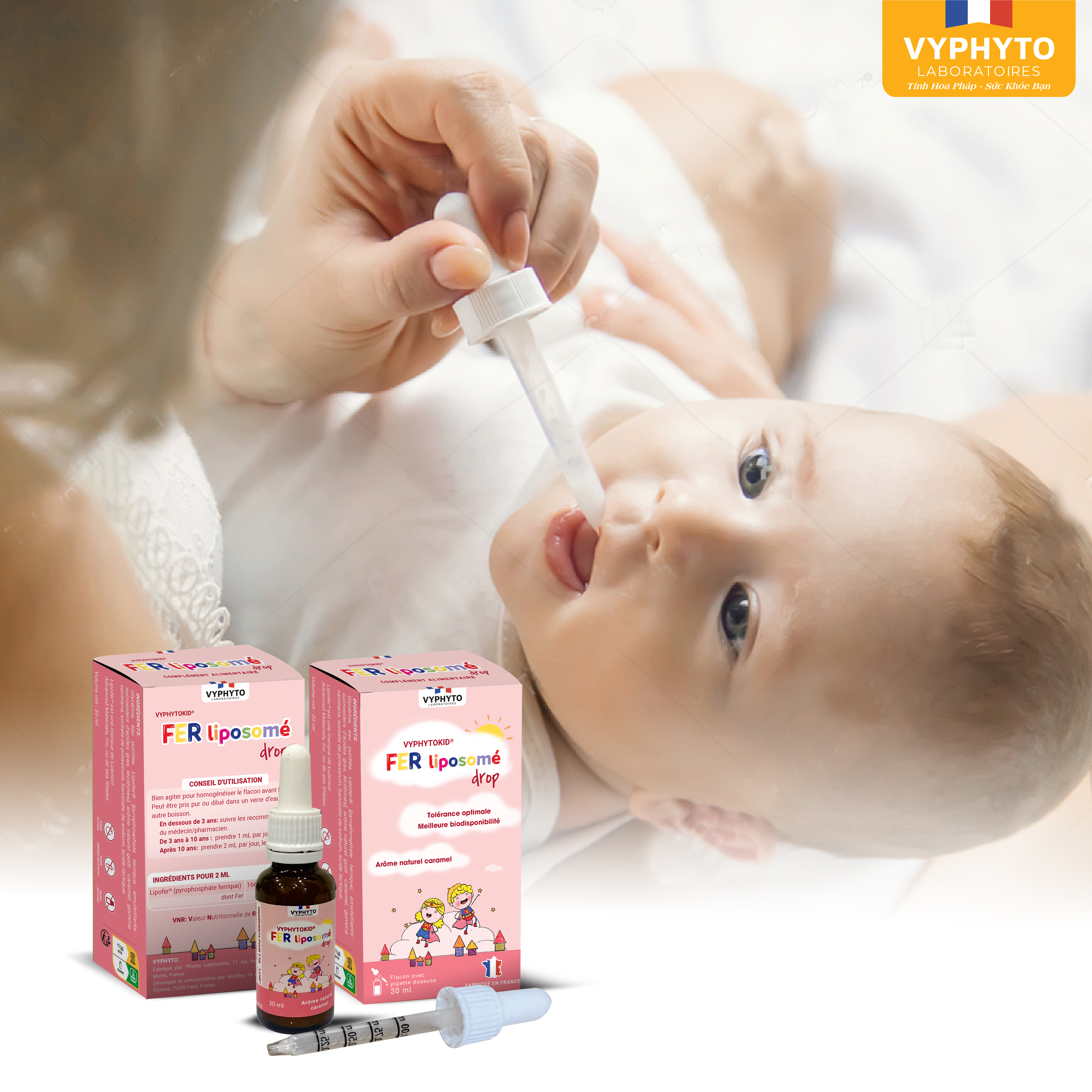 Thực phẩm bảo vệ sức khỏe VYPHYTOKID FER liposomé drop hỗ trợ bổ sung sắt (lọ 30ml) - 3
