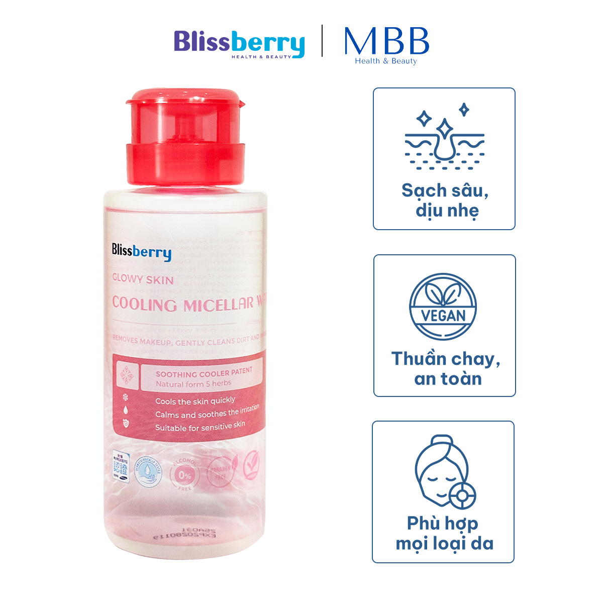 Nước tẩy trang sạch sâu & dịu nhẹ Blissberry 400ml
