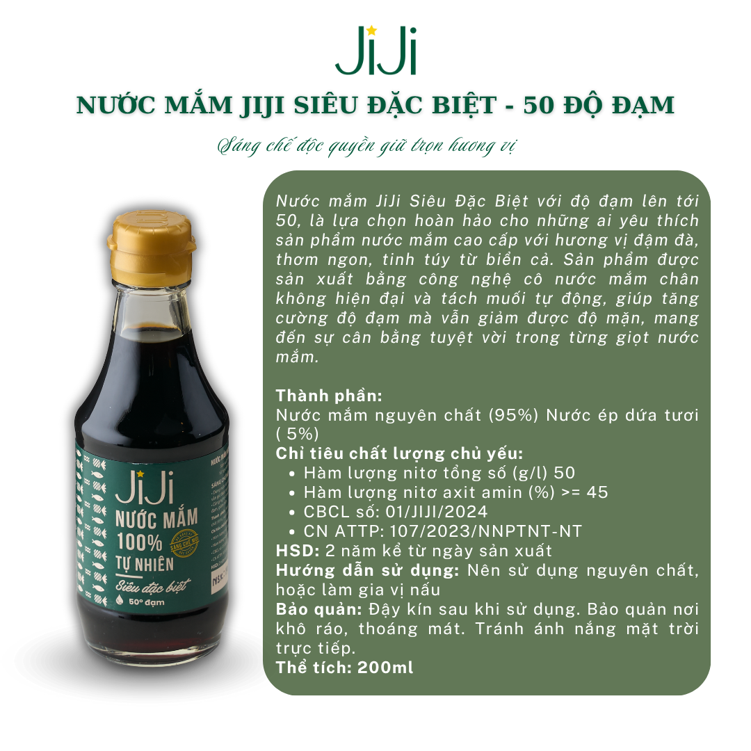 Set 5 chai Nước mắm tự nhiên JI JI Siêu đặc biệt 50 đạm 200ml - 2