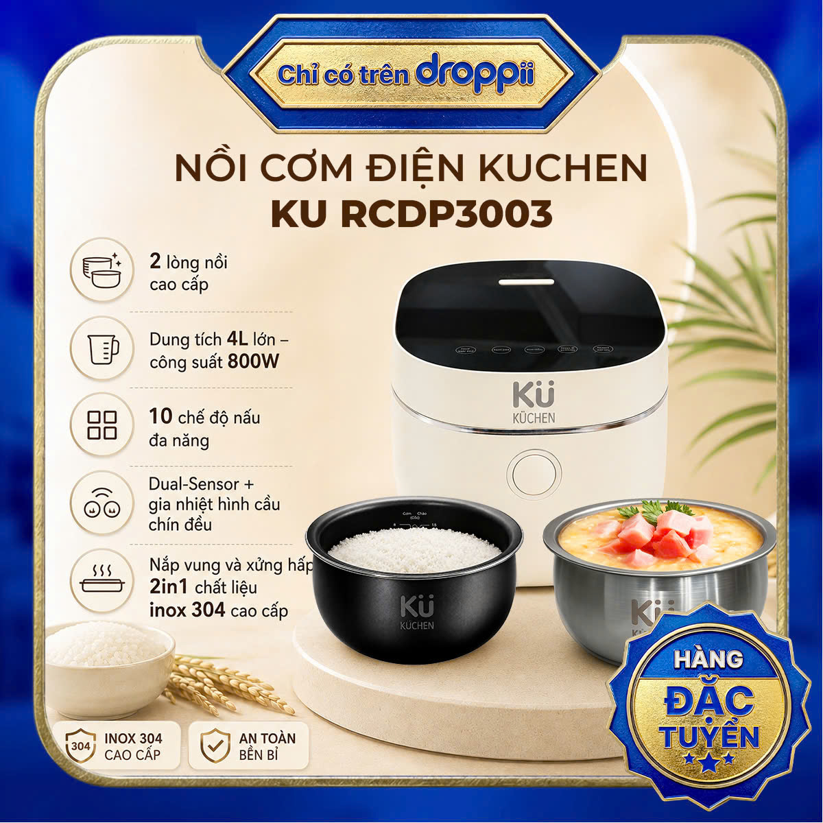 Nồi cơm điện Kuchen KU RCDP3003 - Phân phối chính hãng