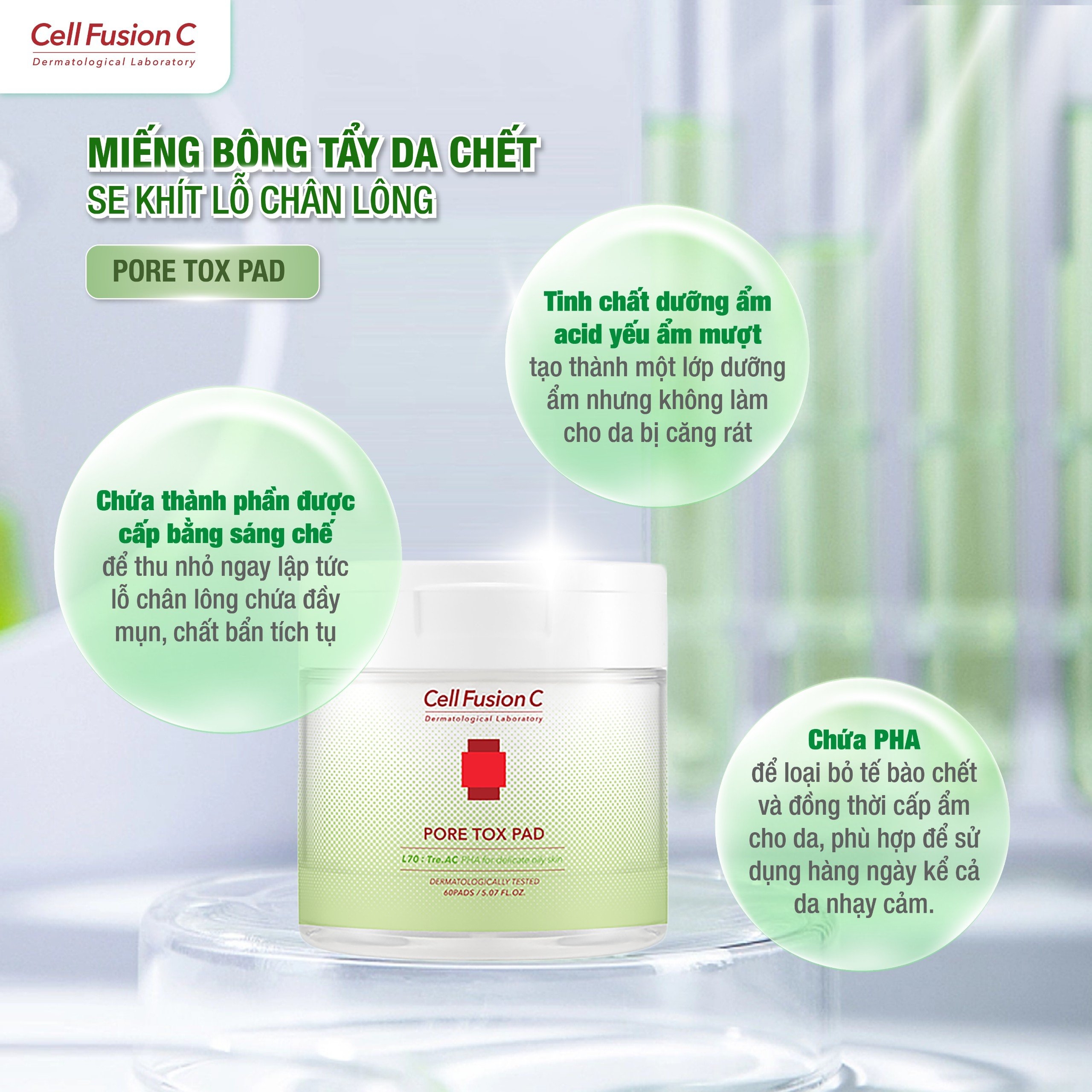 Pore Tox Pad - Cotton pad làm sạch, se khít chân lông hộp 60 miếng - 5
