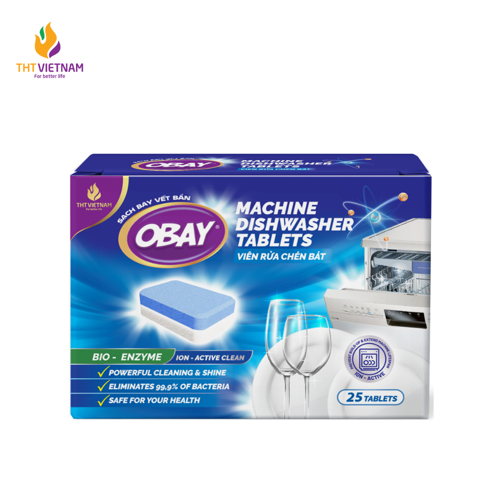 Viên rửa chén OBAY không mùi 500gram - Hộp 25 viên (dùng cho máy rửa bát) - Phân phối chính hãng Droppii Store