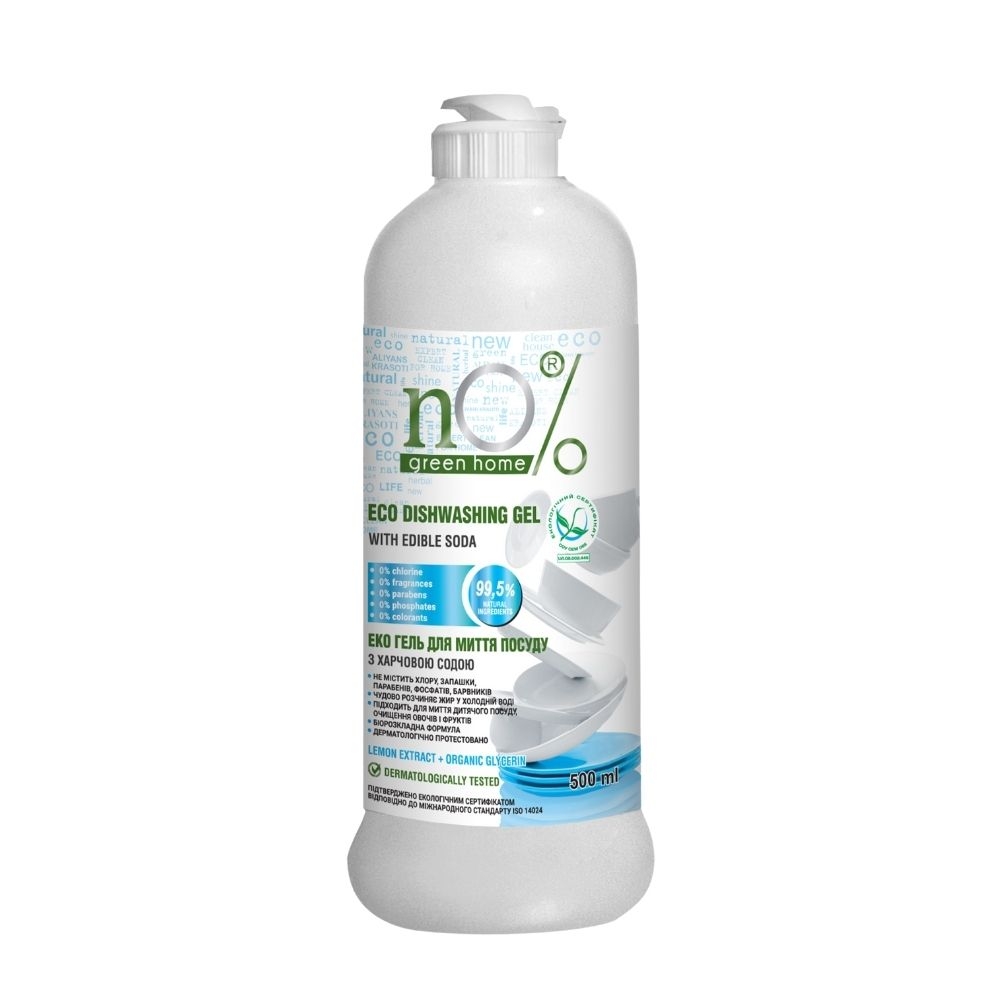 Gel rửa chén bát và rau, trái cây vỏ cứng nO% Green Home Eco với Baking Soda (500ml)