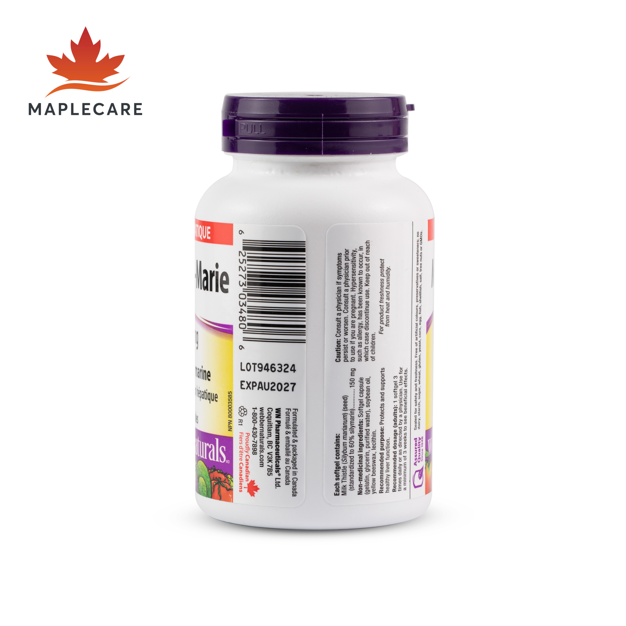 Thực phẩm bảo vệ sức khoẻ WEBBER NATURALS Milk Thistle 150mg (Hộp 240 viên)
