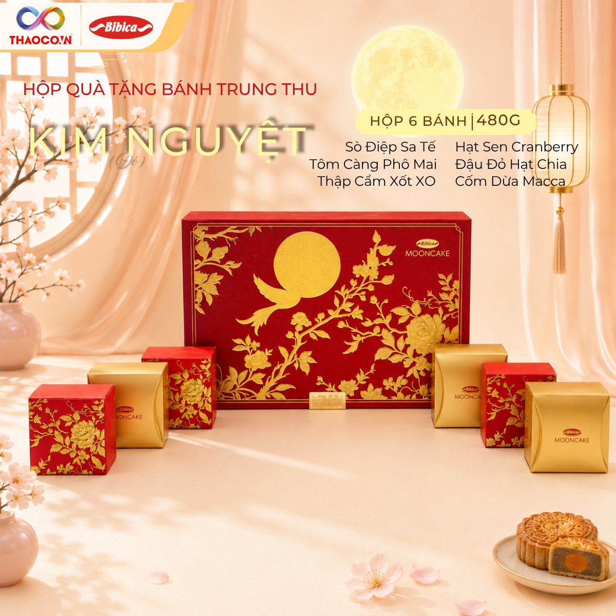 Trung Thu 2026 - Hộp Kim Nguyệt (06 bánh 80g) kèm túi - Phân phối chính hãng