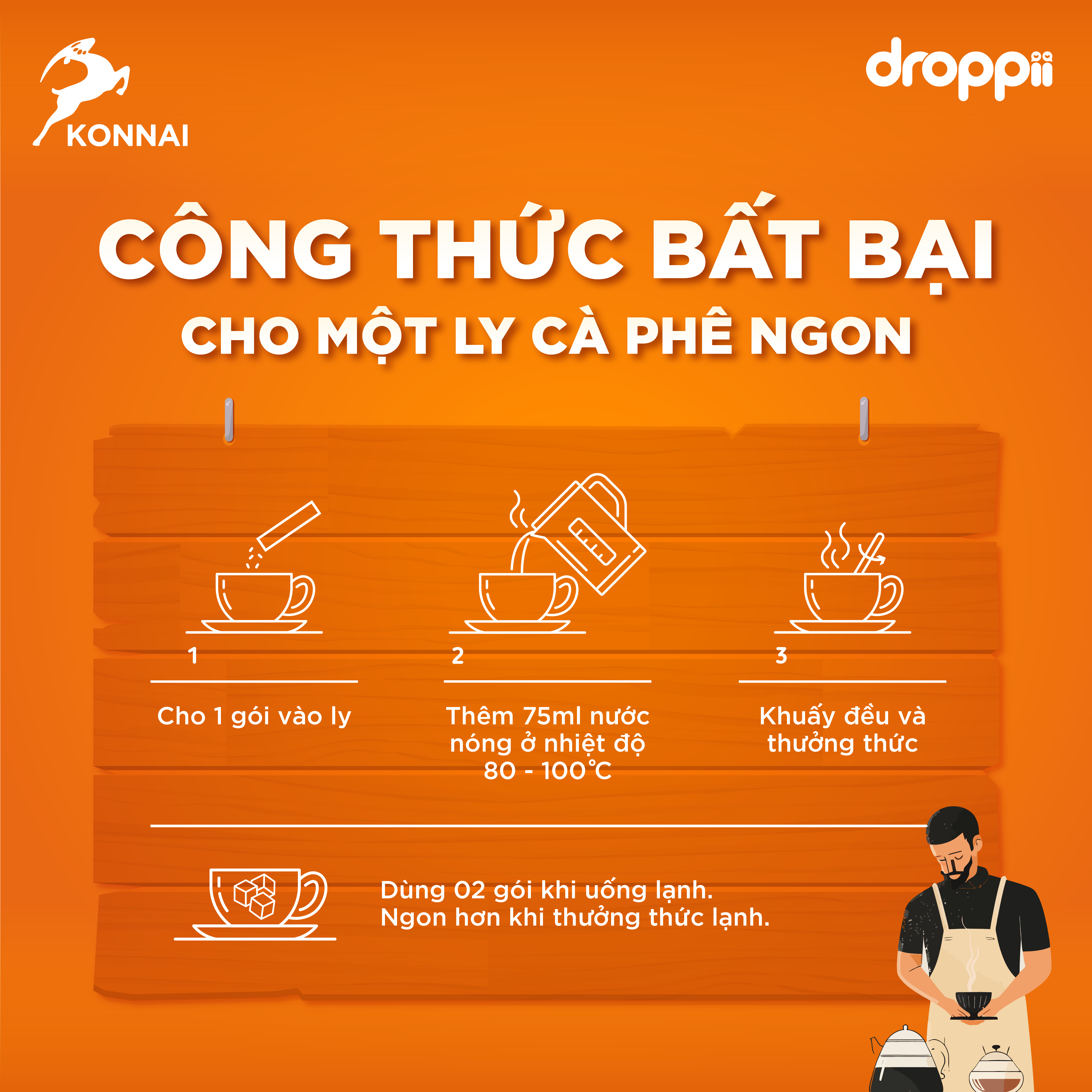 Cà phê hòa tan vị socola & bạc hà CRUSH Konnai Coffee 25 gói/hộp - 3