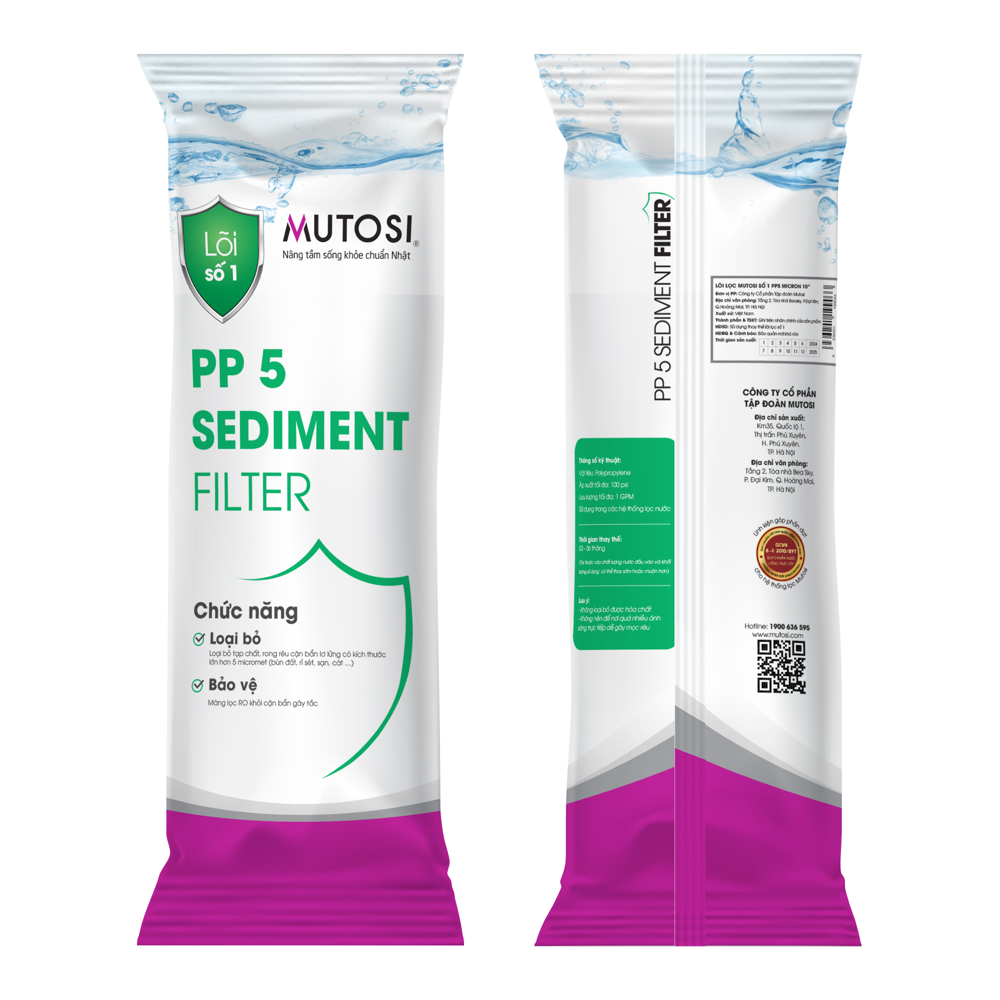 Combo 3 lõi lọc thô cốc Mutosi PP5-CTO-PP1