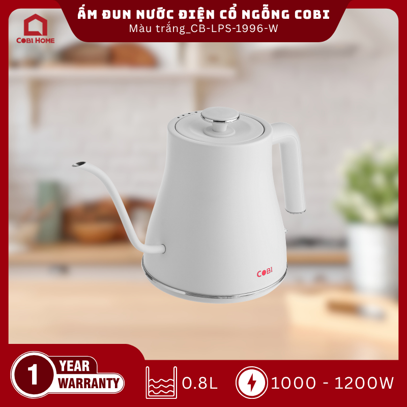 Ấm đun nước điện cổ ngỗng COBI màu trắng 0.8L_CB-LPS-1996-W_341715 - Phân phối chính hãng