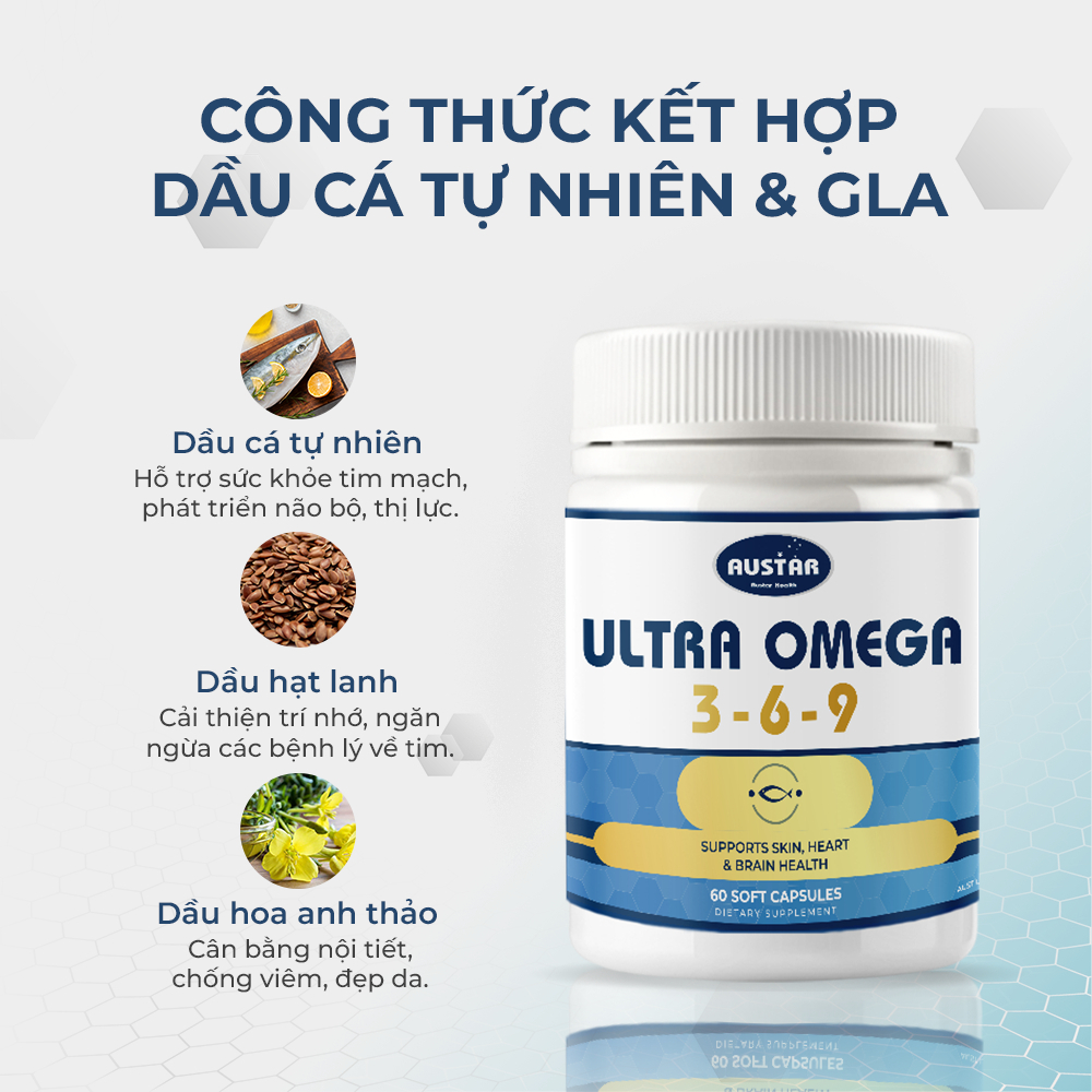 Viên Uống Austar Ultra Omega 3-6-9 (Hộp 60 viên)