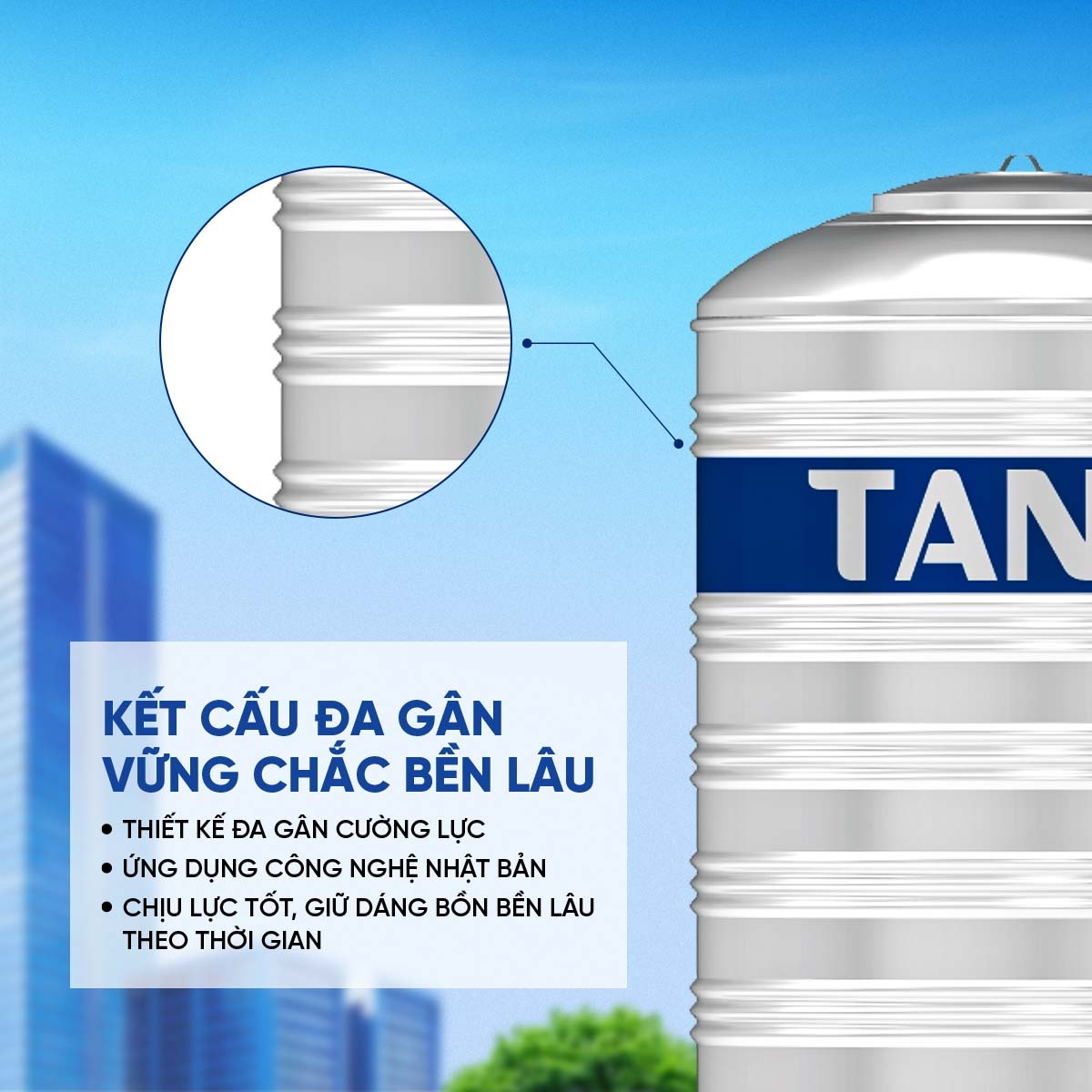 Bồn inox Tân Á đứng 4500l ĐK 1340 (Phân phối từ khu vực Bình Định trở ra phía Bắc) - 6