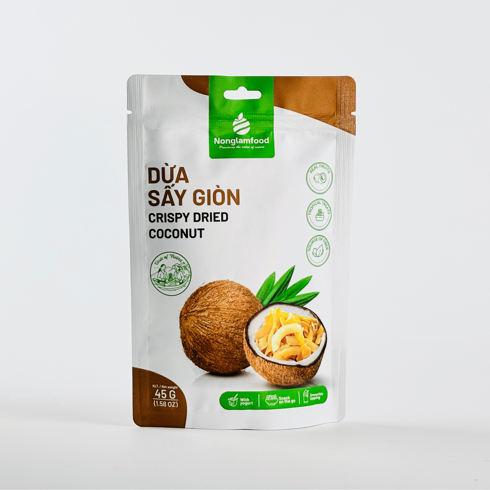 Dừa sấy giòn Nonglamfood - Túi 45g