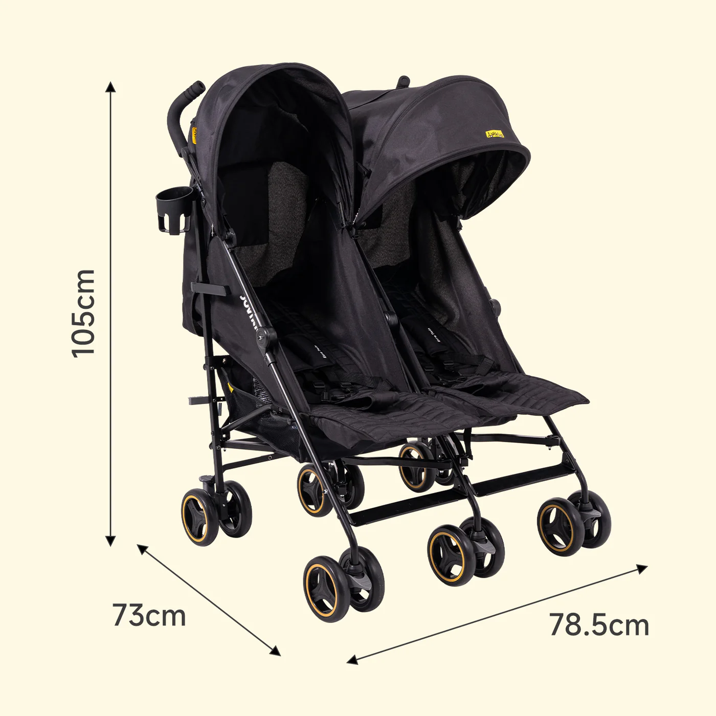 Xe đẩy Đôi Jovikids Ezra cho bé 0-6 tuổi, từ 0-22kg (màu đen) - 5