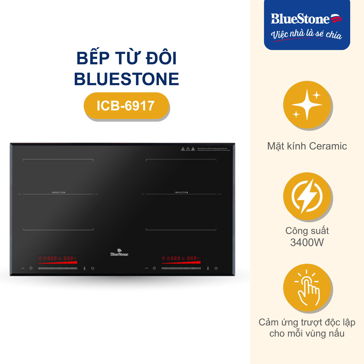 Bếp Từ Đôi BlueStone ICB-6917 - Phân phối chính hãng