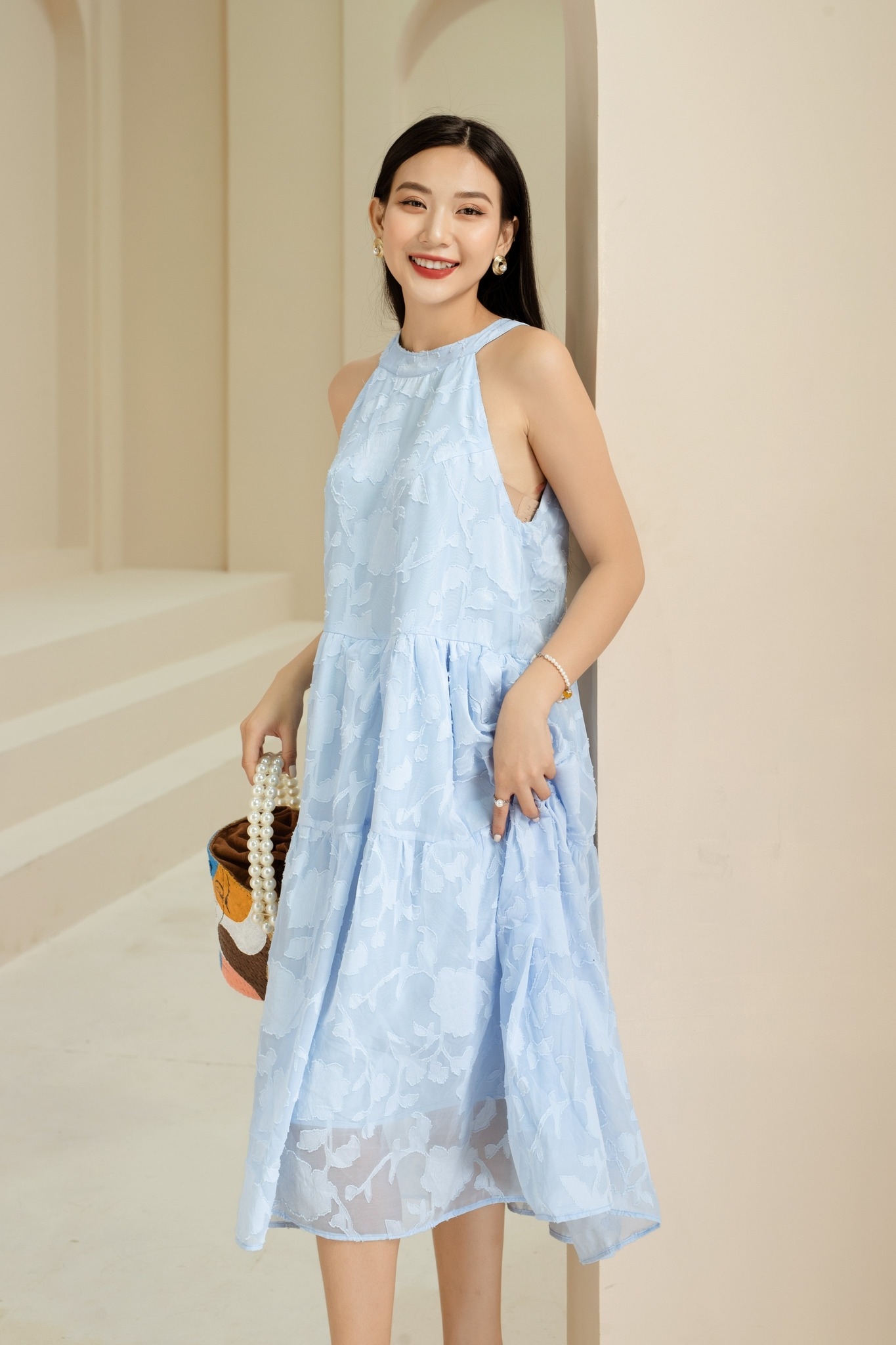 Đầm cổ yếm xanh Joyce-duoc-ban-tai-PL Home & Health Store