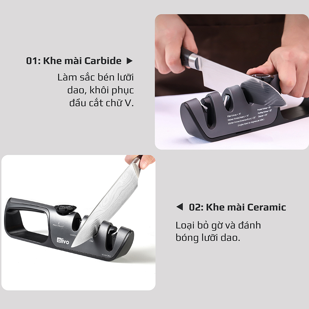 Dụng cụ mài dao 3 tầng Olivo KS1