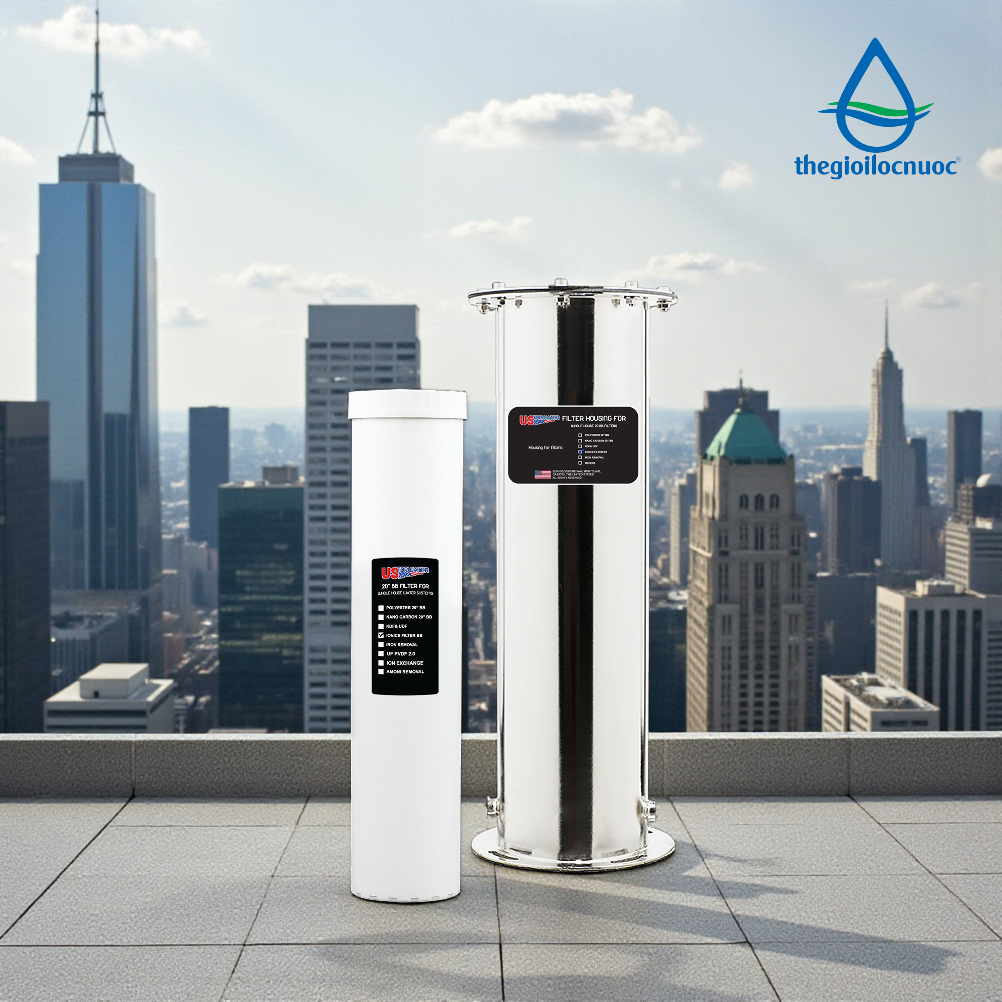 Bộ lọc chống cáu cặn USTopwater SUS 304, Model: Scala-45-US, Công suất 1200 lít/giờ, Vỏ inox 304