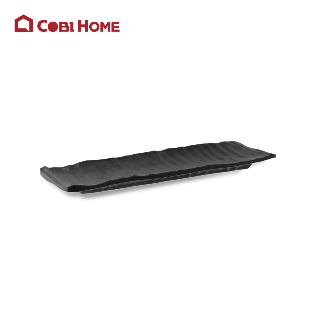 Dĩa Yangge đen nhám chữ nhật cạnh uốn_378145