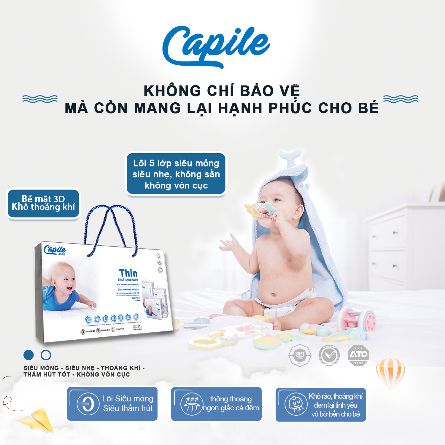Mini Set Tã dán trẻ em Capile Size NB (Sơ sinh - 5kg)-duoc-ban-tai-Phan Tuyetmai