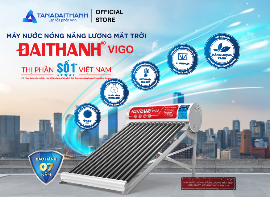 Máy năng lượng mặt trời Đại Thành Vigo 58-18 180L – Chỉ bán tại miền Nam