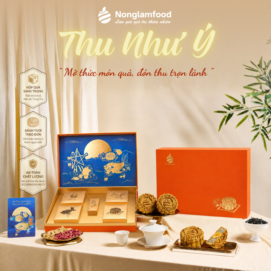 Trung Thu 2026 - Thu Như Ý (hộp 4 bánh 1 trà) kèm túi - Phân phối chính hãng