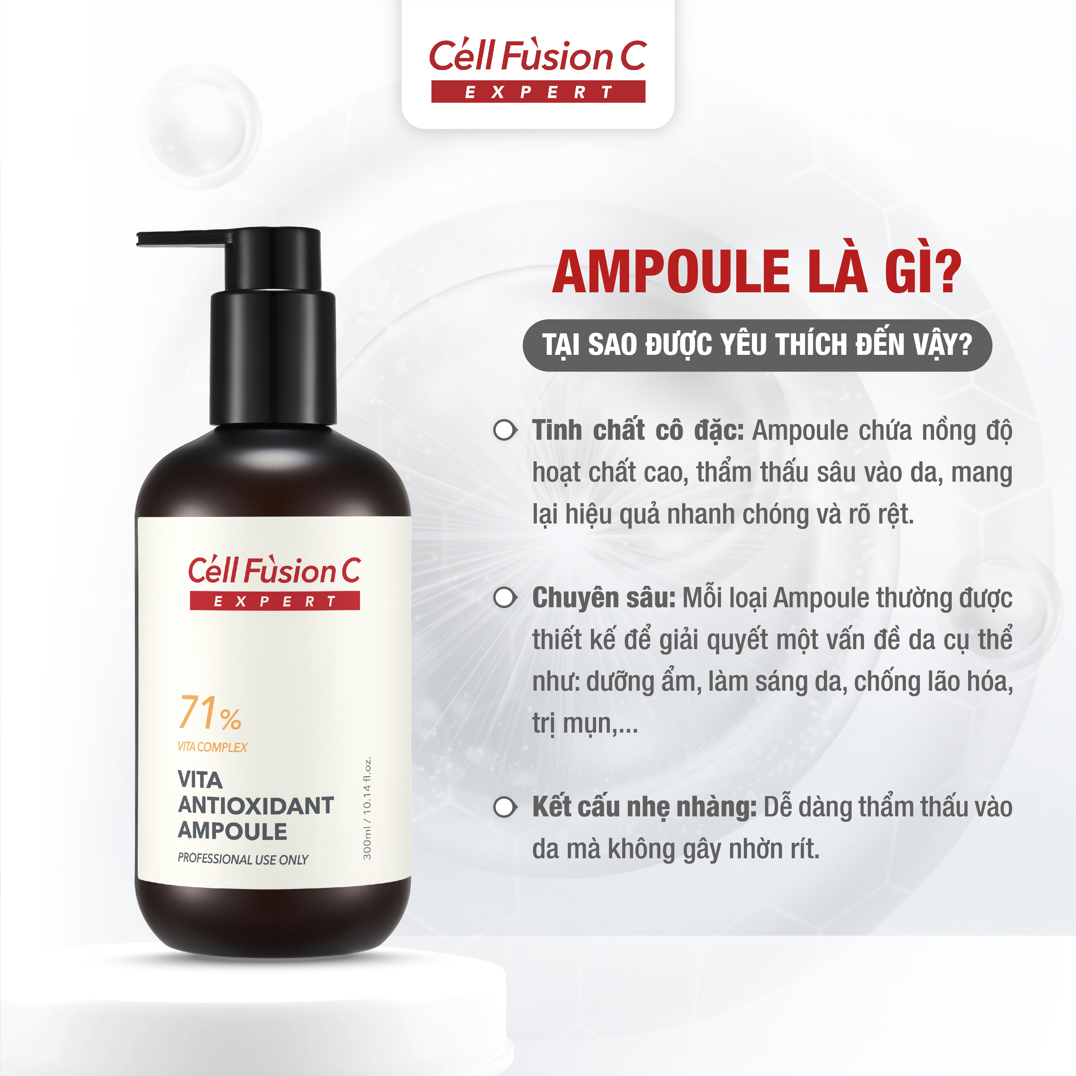 Ampoule dưỡng trắng và ngăn ngừa lão hóa Cell Fusion C Expert Vita Antioxidant Ampoule 300ml