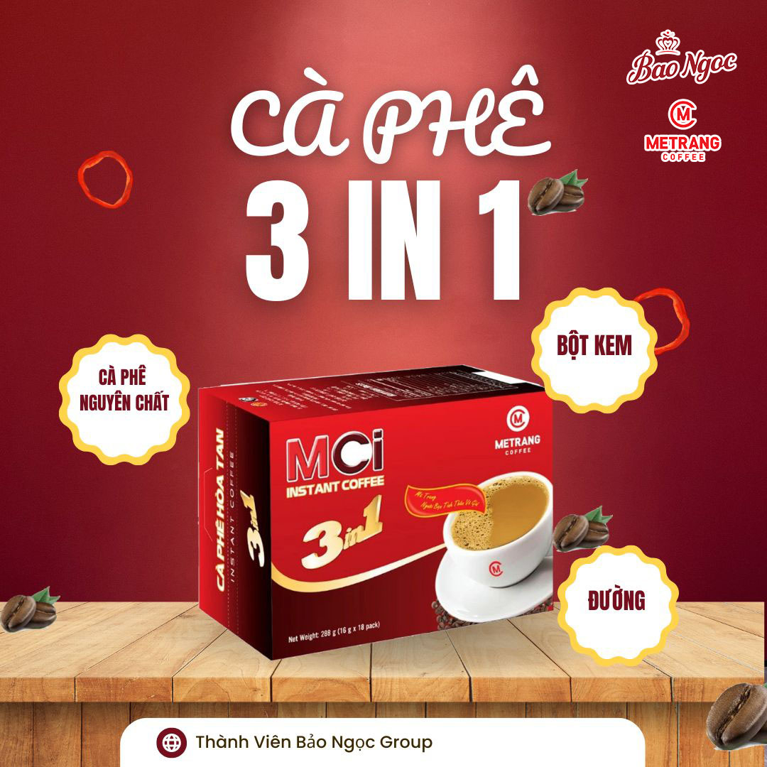 Cà Phê Sữa Hòa Tan Mê Trang 3 Trong 1 – Hộp 18 Gói-Thơm ngon