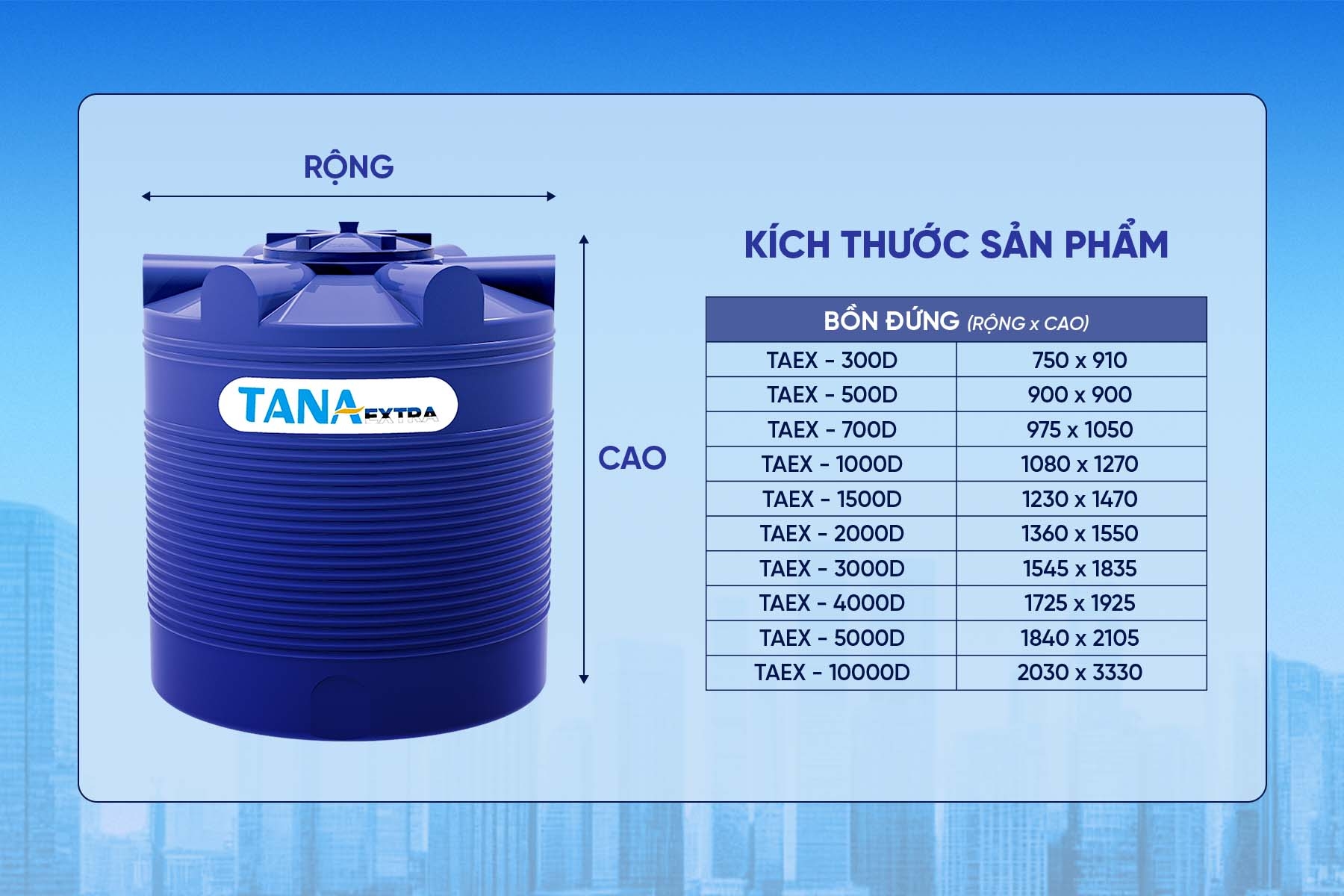 Bồn nhựa Tân Á 500D EX, CHỈ BÁN TẠI KHU VỰC MIỀN BẮC