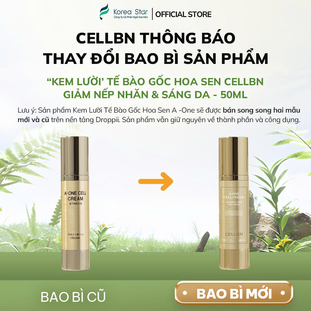 Kem "lười" tế bào gốc Hoa Sen CELLBN thay thế các bước dưỡng da,giảm nếp nhăn và sáng da 50ml