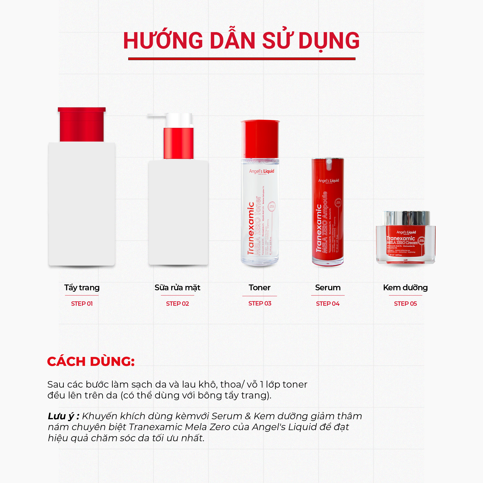 Toner acid ANGEL'S LIQUID TRANEXAMIC MELA ZERO hỗ trợ giảm thâm nám chuyên biệt (chai 150ml)