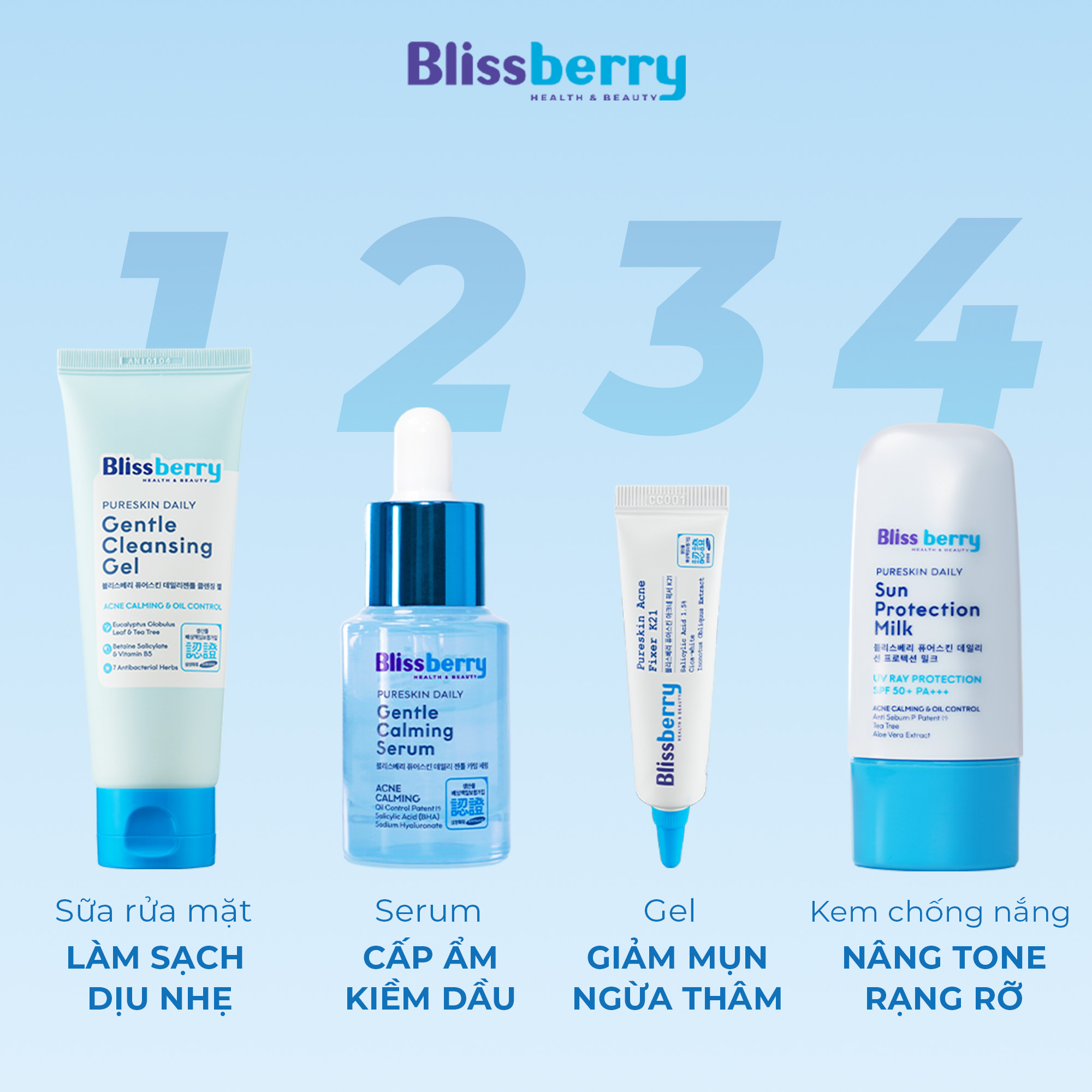 Sữa rửa mặt da dầu sạch sâu & giảm mụn Blissberry 100ml
