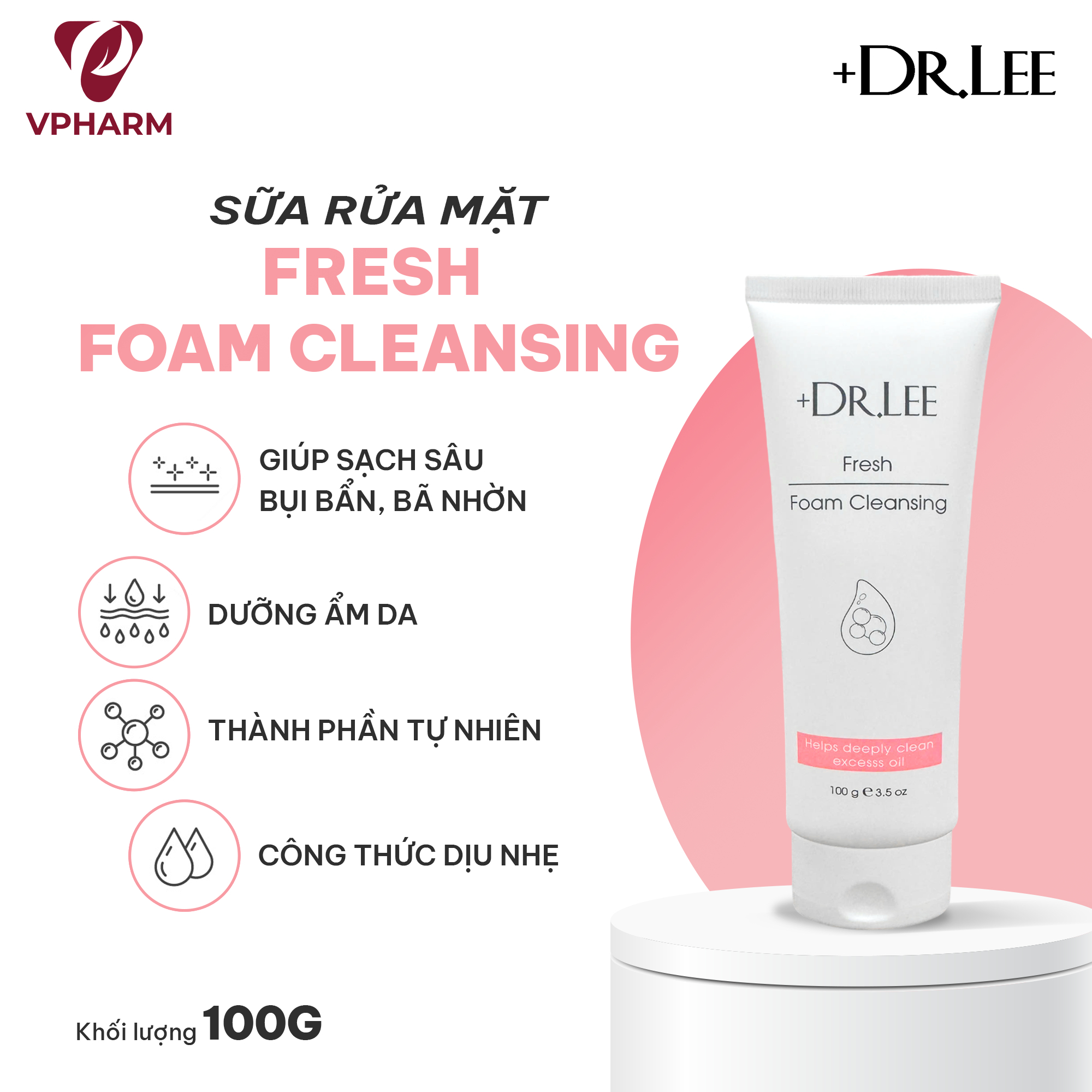 Sữa rửa mặt +Dr.lee hỗ trợ làm sạch sâu & dưỡng ẩm da 100g - Fresh Foam Cleansing - 2