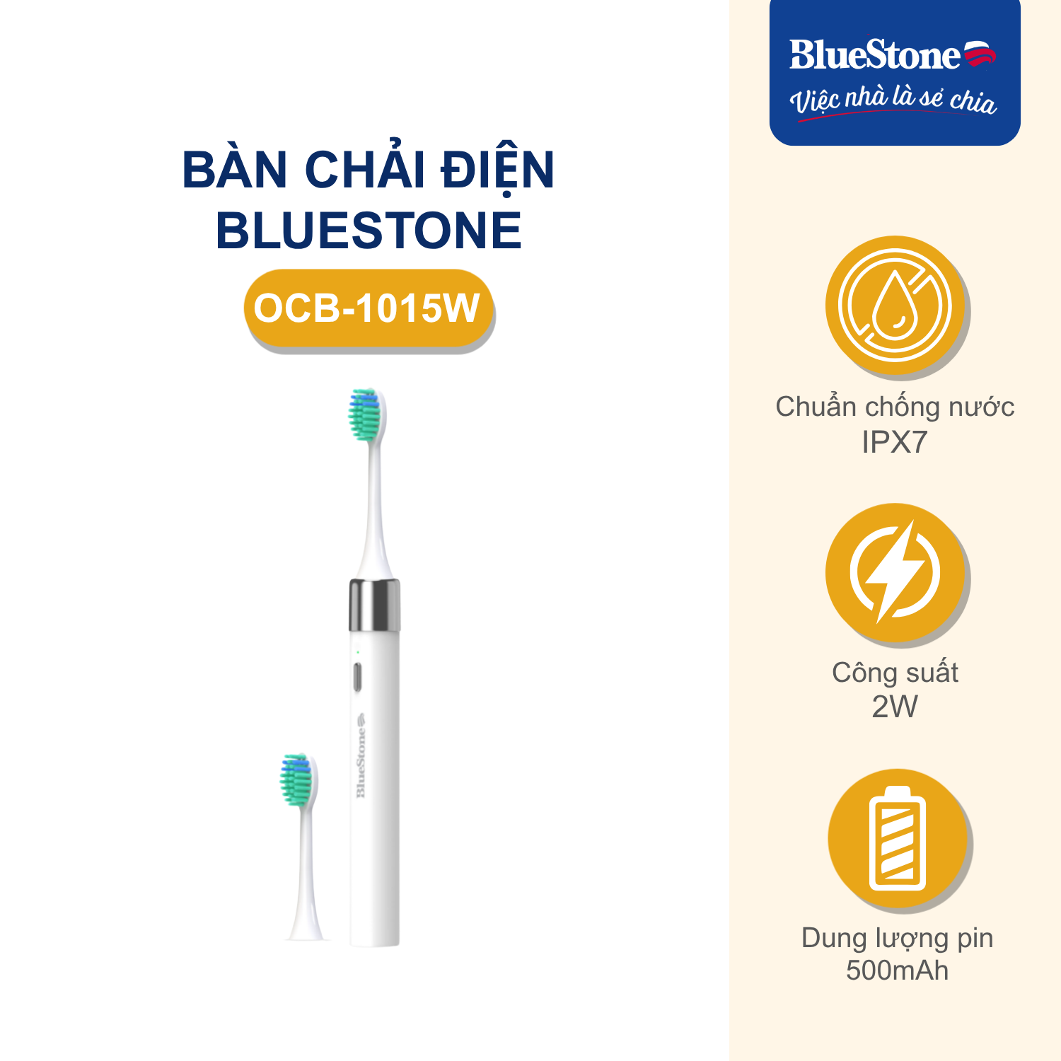 Bàn Chải Điện BlueStone OCB-1015W - Phân phối chính hãng