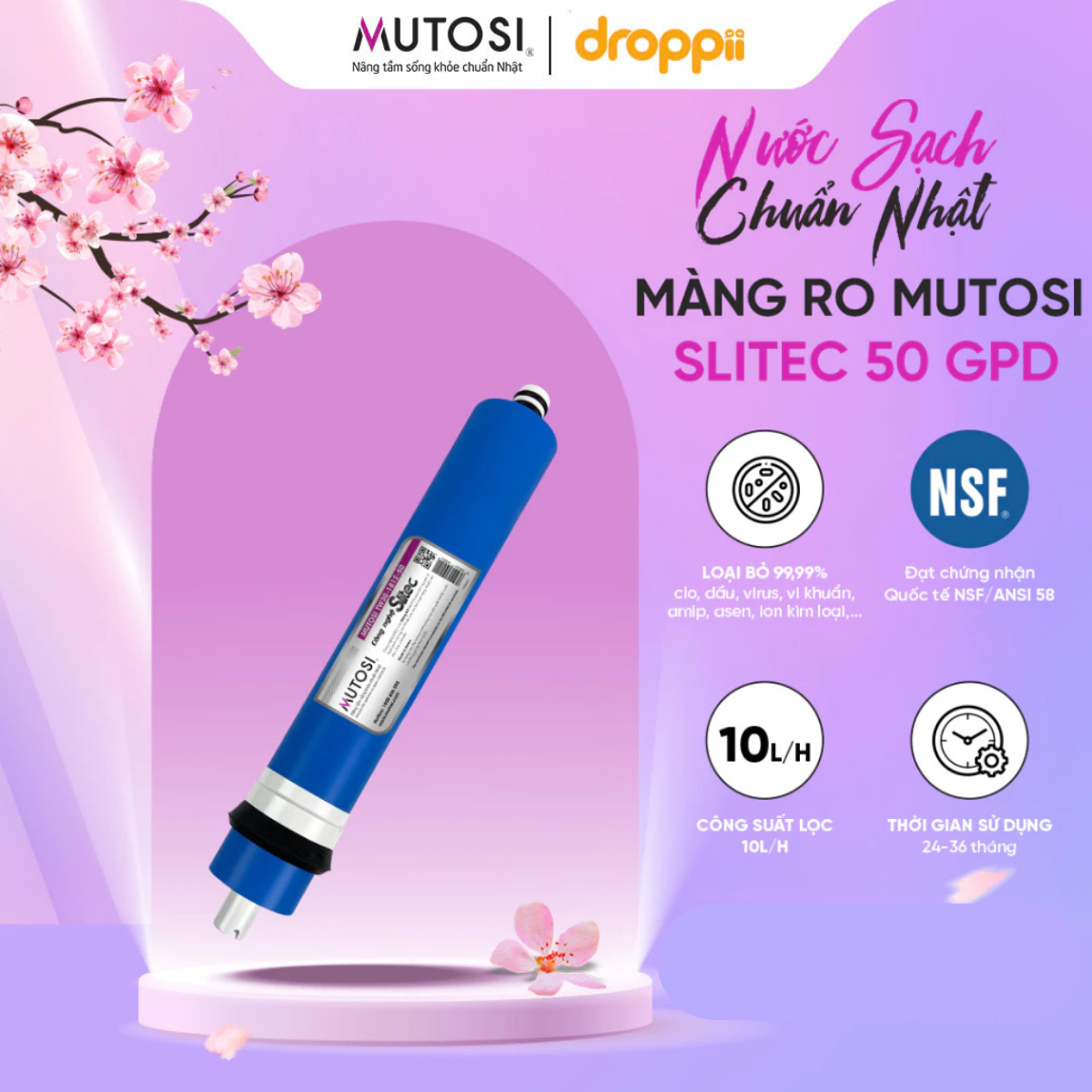 Màng RO MUTOSI 50 GPD - Phân phối chính hãng