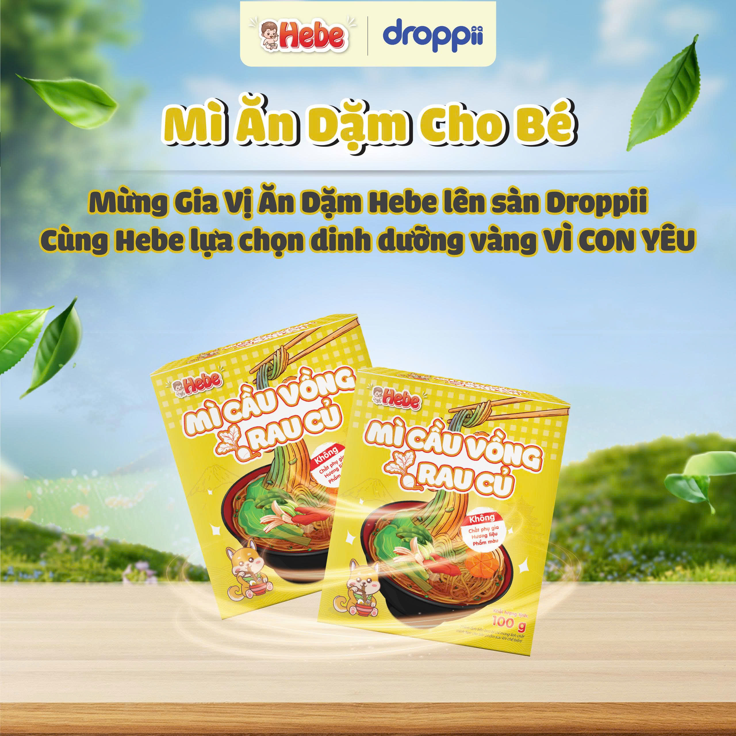 Mì Cầu Vồng Rau Củ HEBE bổ sung dinh dưỡng từ ngũ cốc & rau củ (hộp 100g) - Phân phối chính hãng