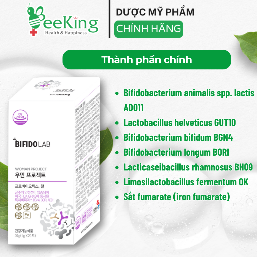 Thực phẩm bảo vệ sức khỏe BIFIDOLAB WOMAN PROJECT (Hộp 20 gói)