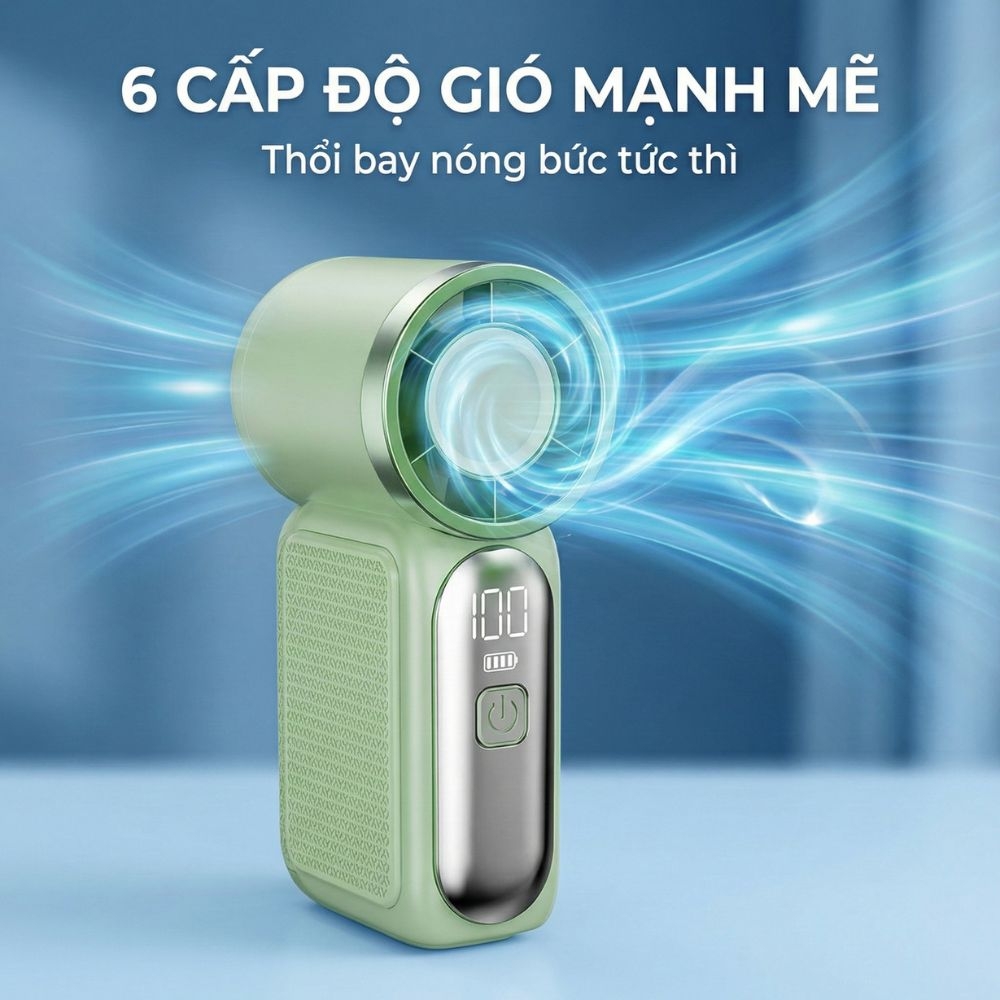 Quạt Cầm Tay Kachi MK441 - Pin Khủng 3000mAh, Màn Hình LED Hiển Thị, 6 Cấp Độ Gió (Bảo Hành 18 Tháng)