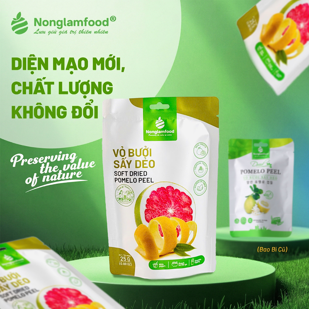 Vỏ Bưởi Sấy Dẻo Nonglamfood Túi 25g - Phân phối chính hãng