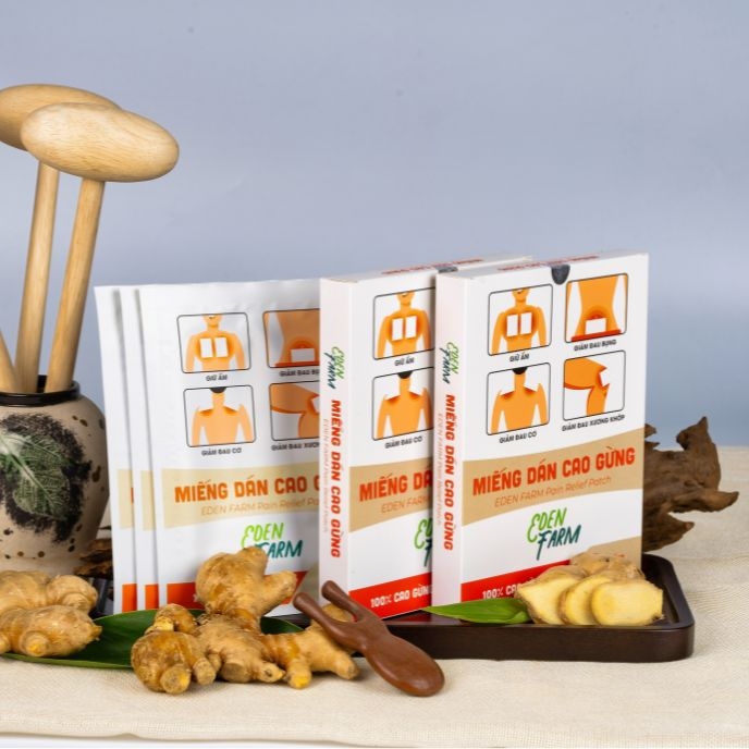 Miếng dán cao gừng Eden Farm - Giảm đau mỏi xương khớp cổ vai gáy  - Hộp 10 miếng 11x15cm - 5