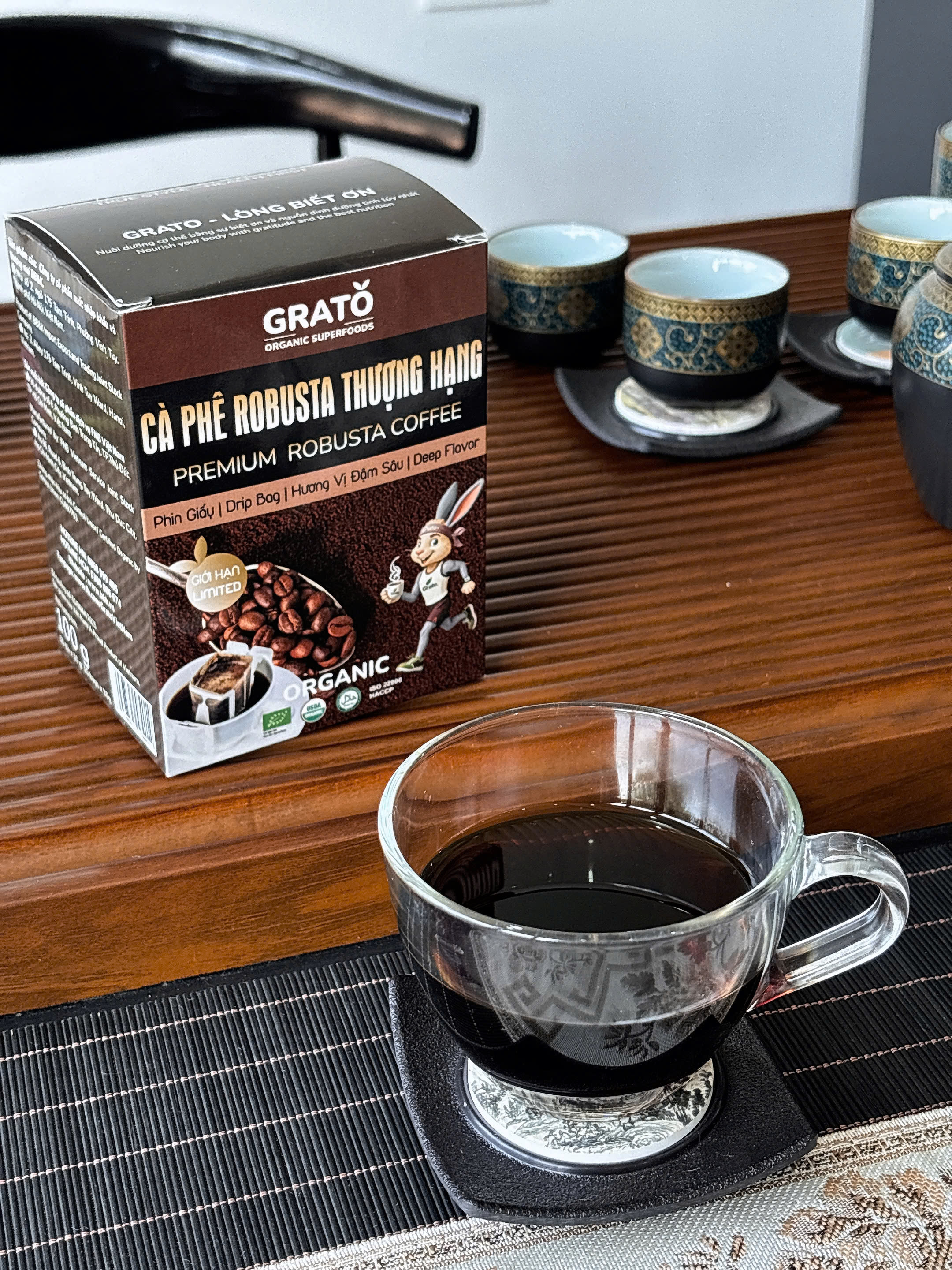 Cà Phê Robusta Hữu Cơ Thượng Hạng Phin Giấy GRATO (10 gói x10 gram) - 3