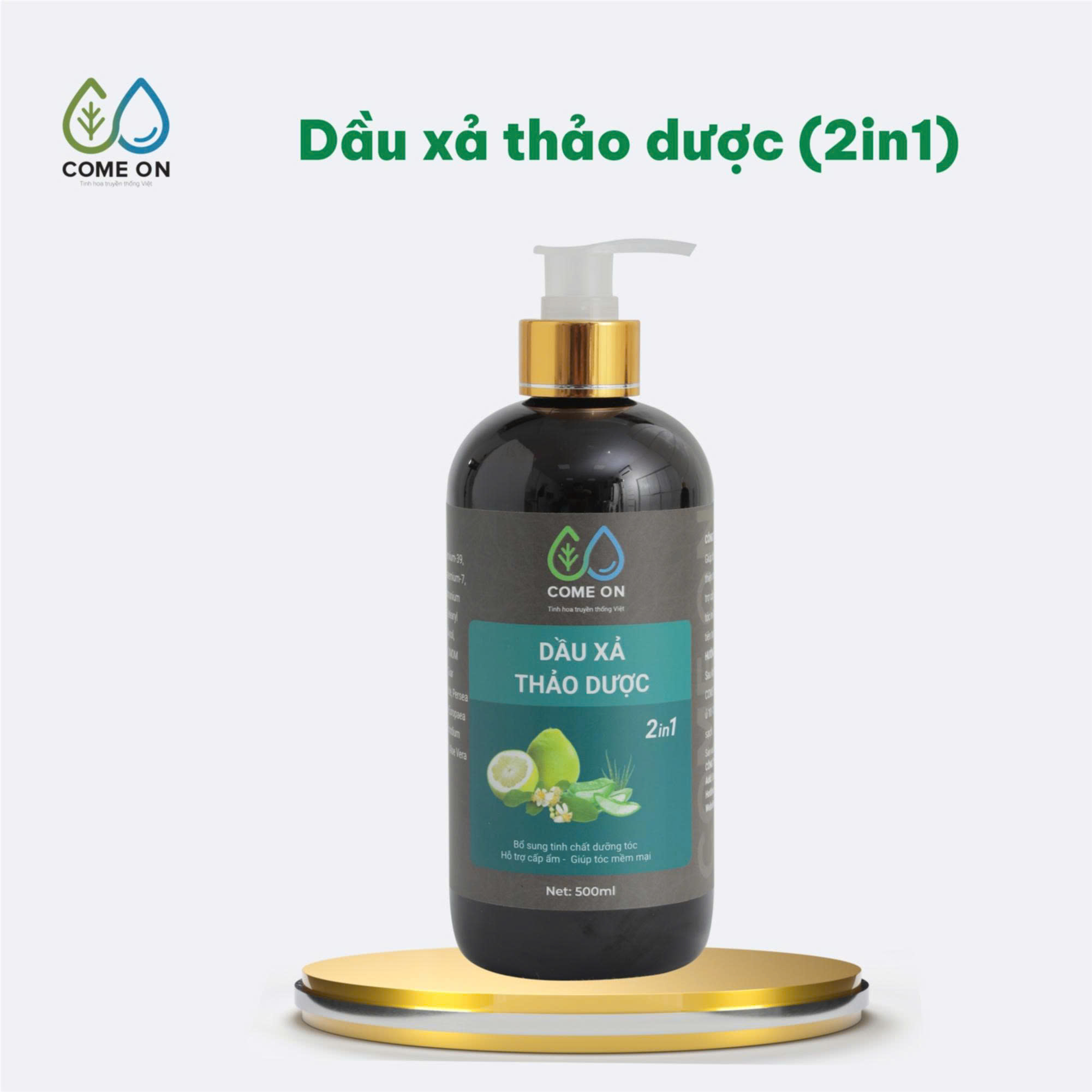 Dầu xả thảo dược 2IN1 COME ON hỗ trợ cấp ẩm, giúp tóc mềm mại 500ml - Phân phối chính hãng