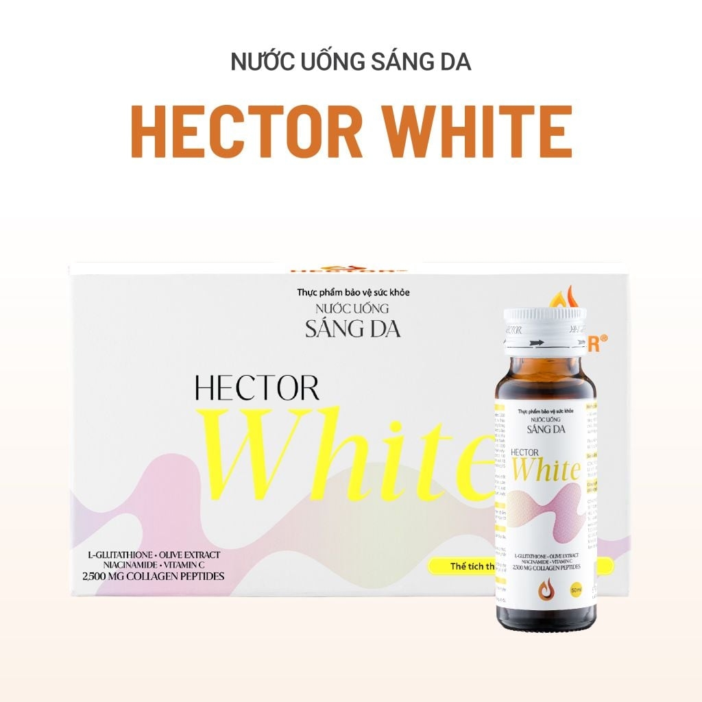 Thực phẩm bảo vệ sức khỏe Nước uống sáng da Hector White (hộp 10 chai) - Phân phối chính hãng