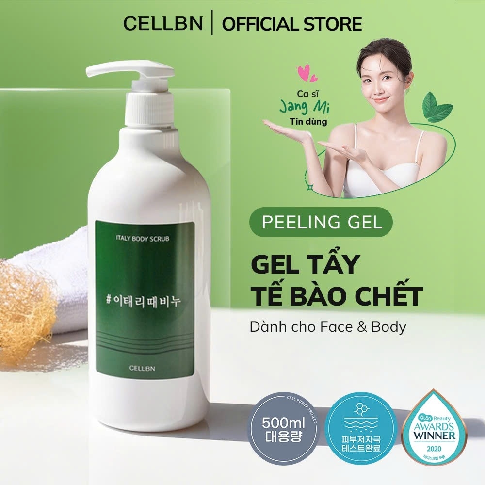 Gel tẩy tế bào chết dịu nhẹ cho Face & Body CELLBN Tẩy da chết, làm sáng và mịn da 500ml - 1
