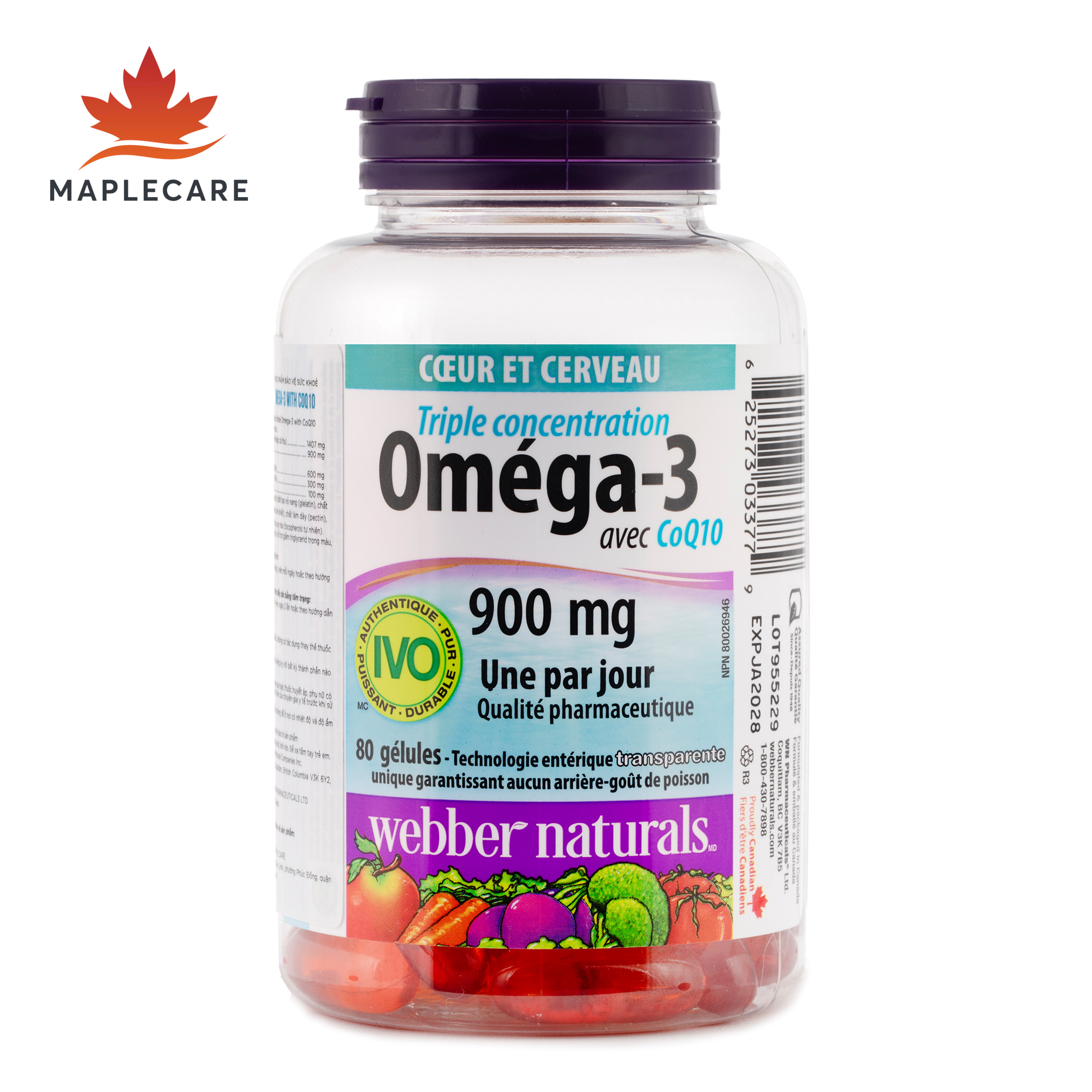 Thực phẩm bảo vệ sức khoẻ WEBBER NATURALS Triple Strength Omega-3 900mg + Coq10 (Hộp 80 viên) - 2